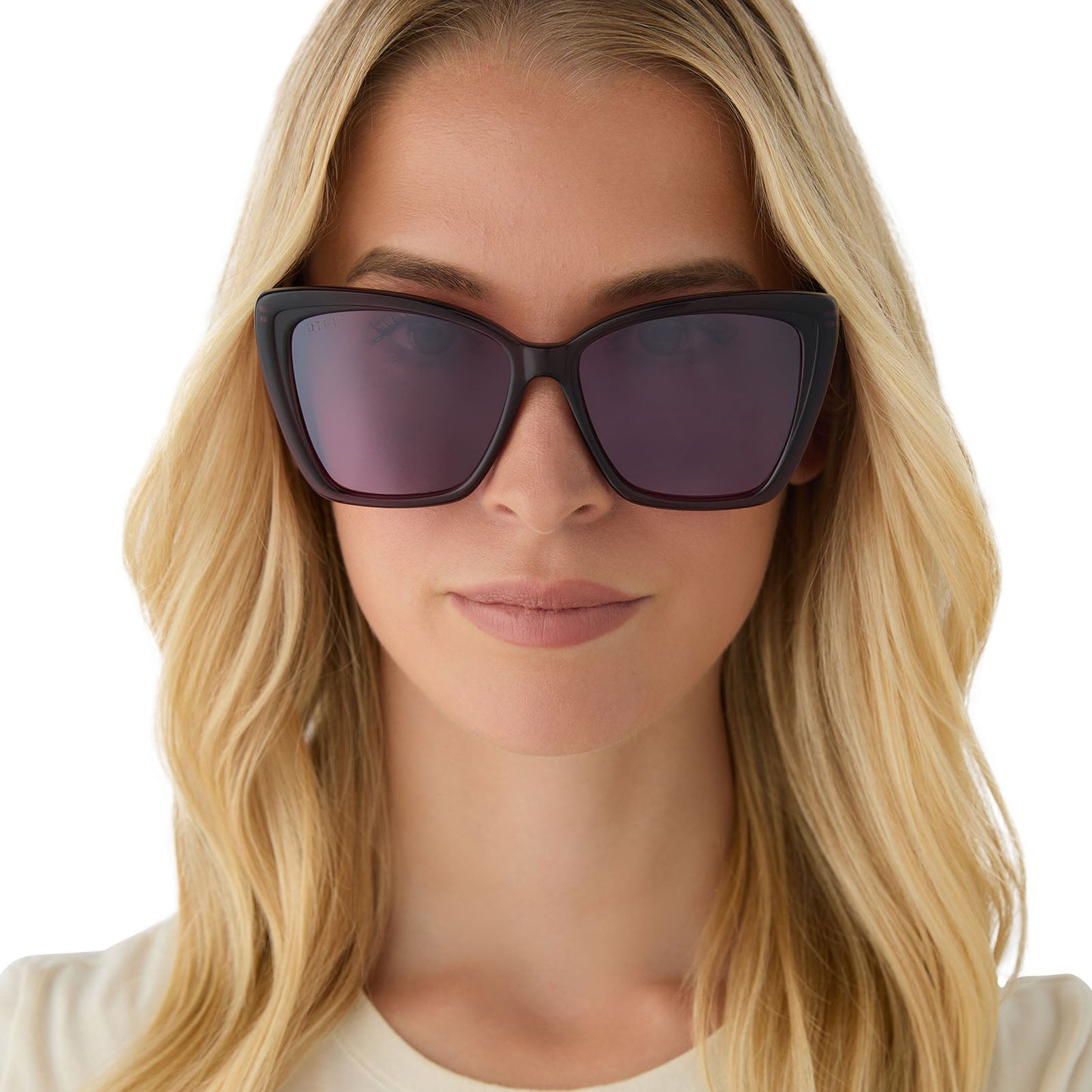 BECKY II - BLACK + AUBERGINE TEMPLE TIPS + AUBERGINE W SILVER FLASH + POLARIZED SUNGLASSES