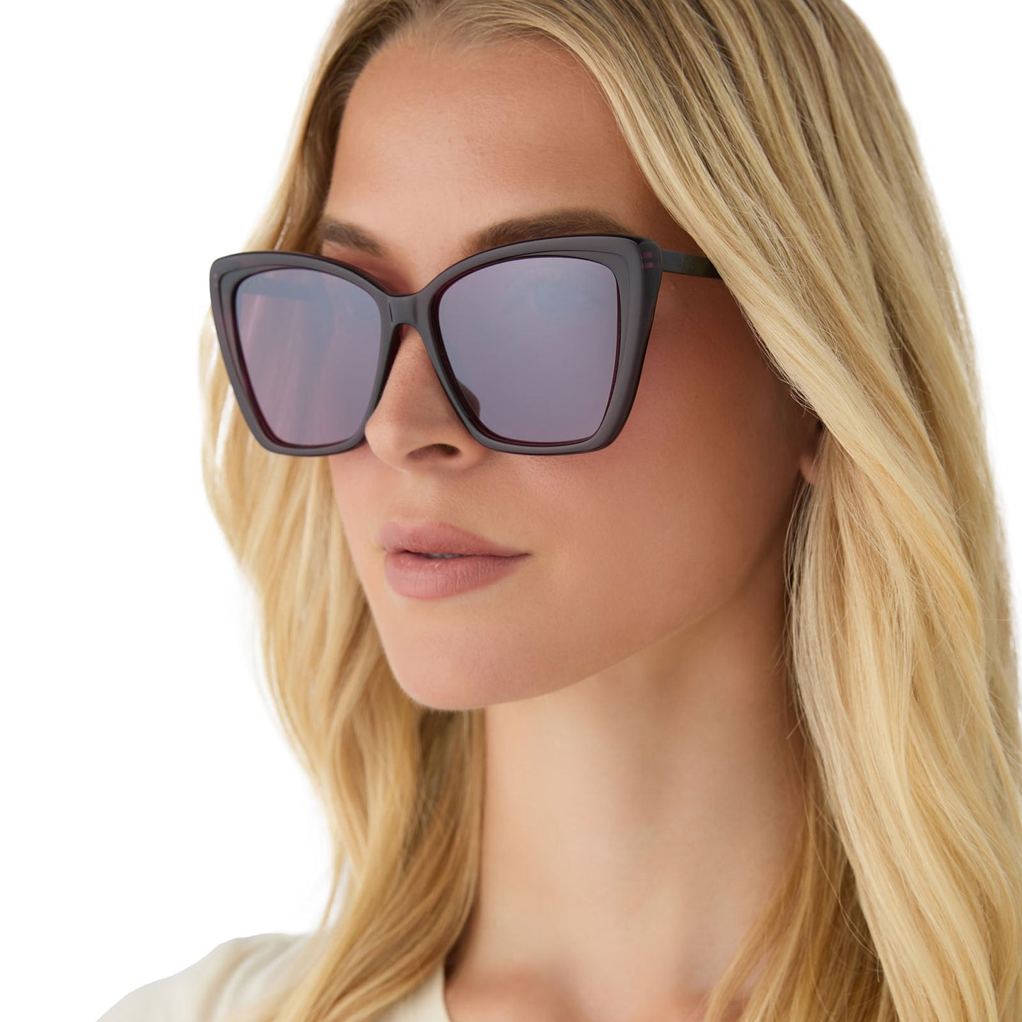 BECKY II - BLACK + AUBERGINE TEMPLE TIPS + AUBERGINE W SILVER FLASH + POLARIZED SUNGLASSES