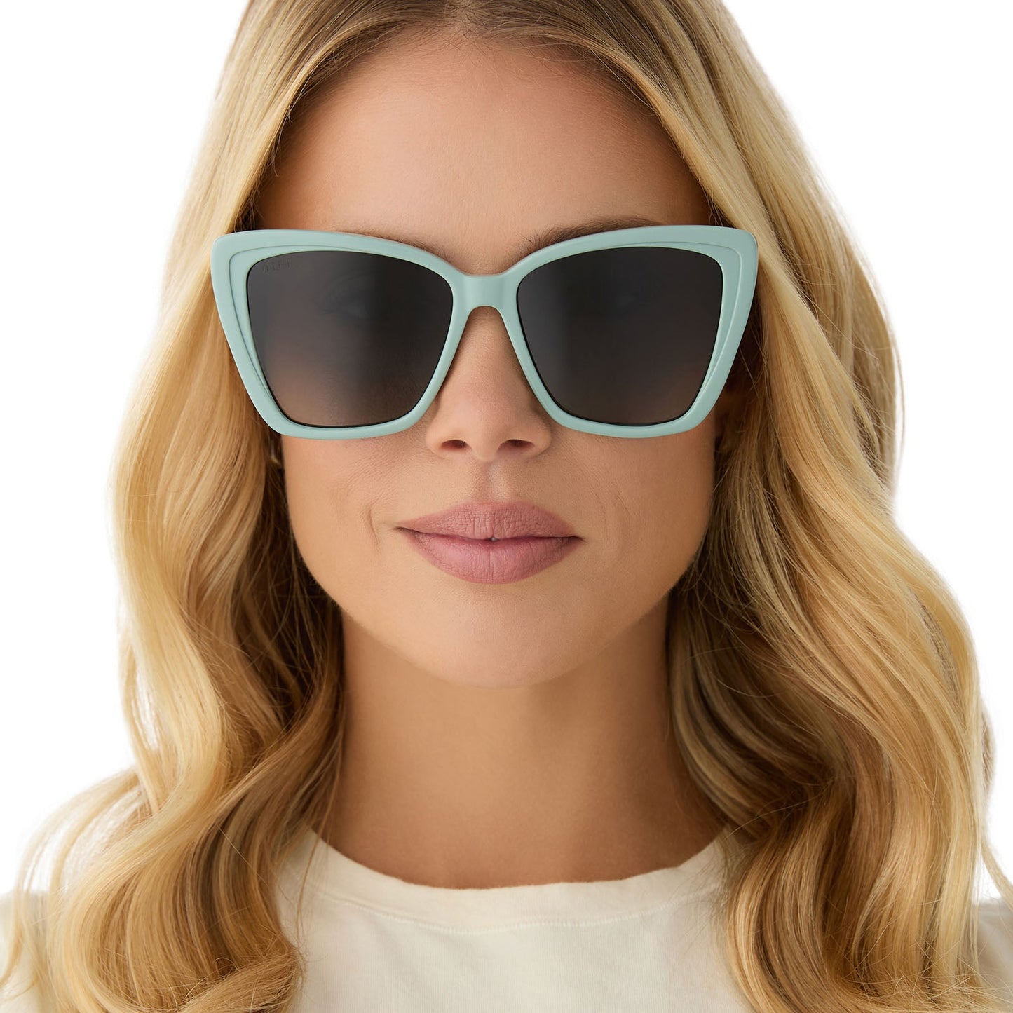 BECKY II - STEEL TEAL + GREY GRADIENT SUNGLASSES