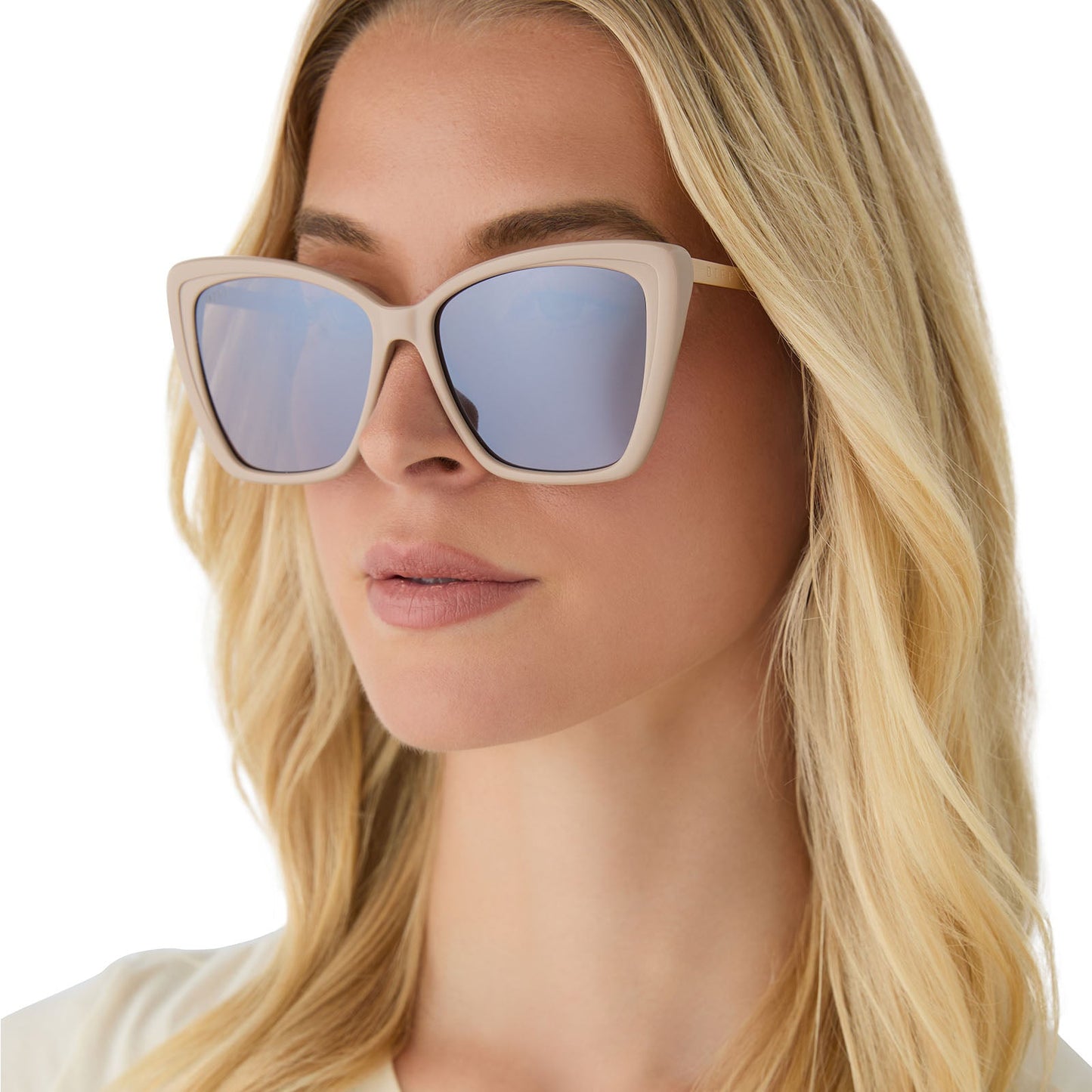 BECKY II - BRUSHED GOLD + ALMOND SILVER FLASH SUNGLASSES