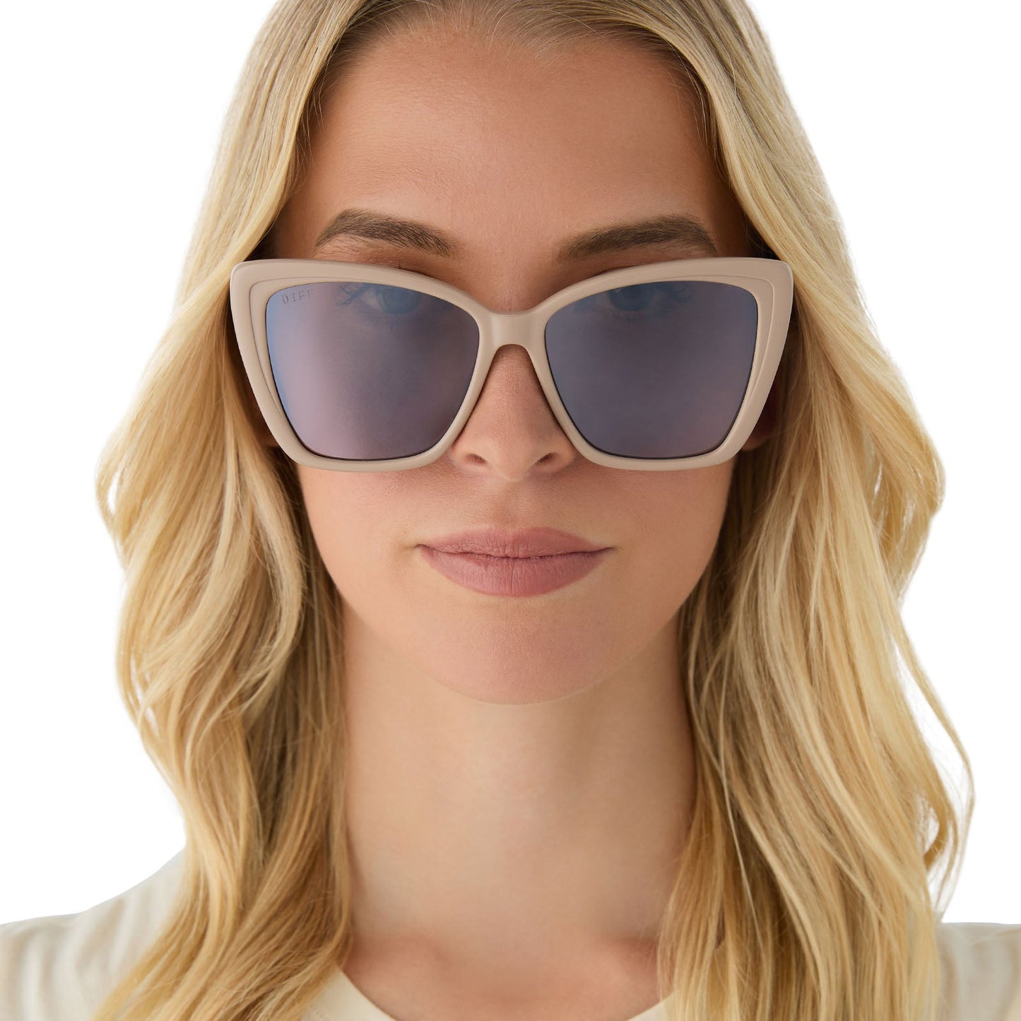 BECKY II - BRUSHED GOLD + ALMOND SILVER FLASH SUNGLASSES