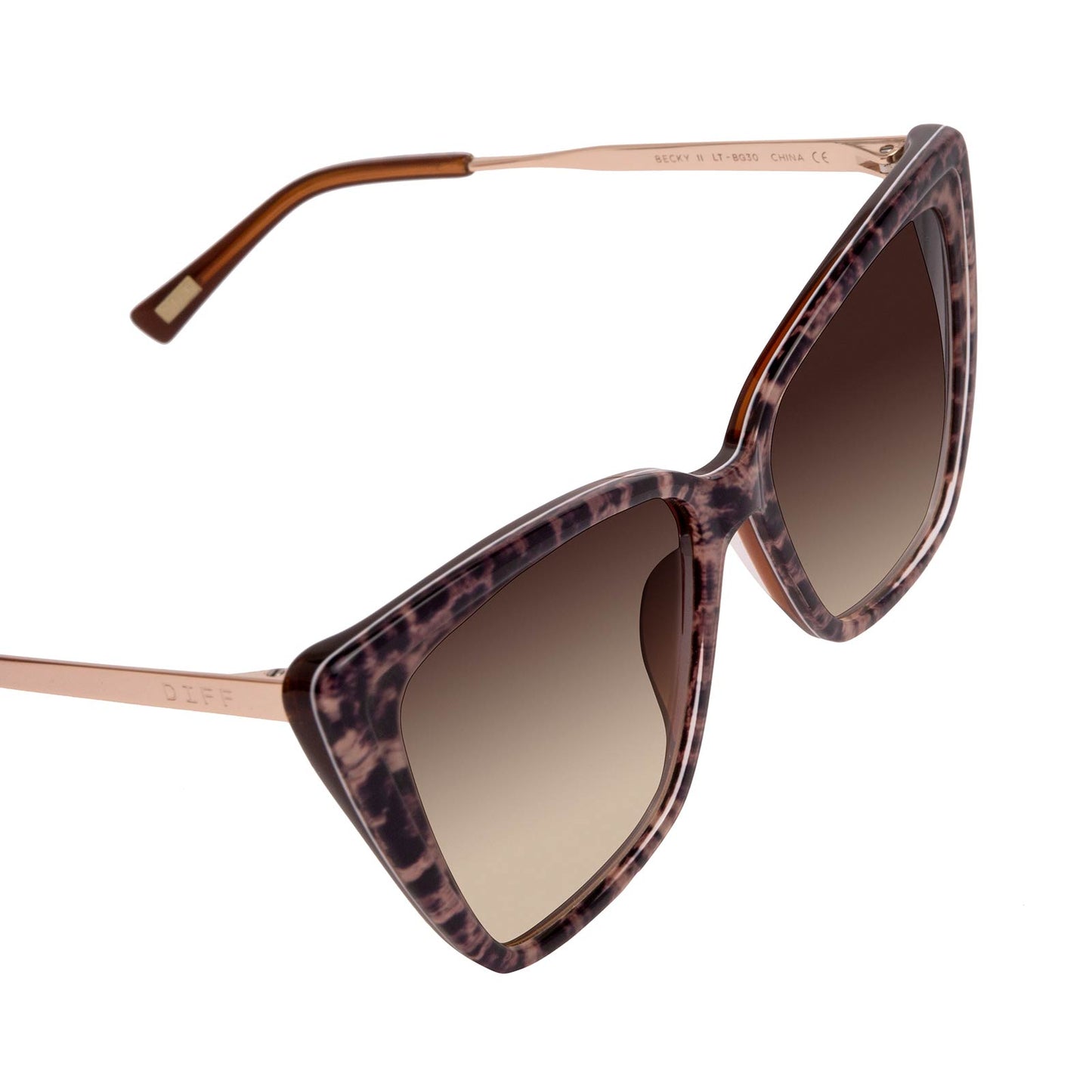 BECKY II - LEOPARD TORTOISE + BROWN GRADIENT SUNGLASSES