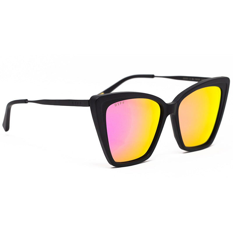 BECKY II - MATTE BLACK + PINK MIRROR POLARIZED SUNGLASSES