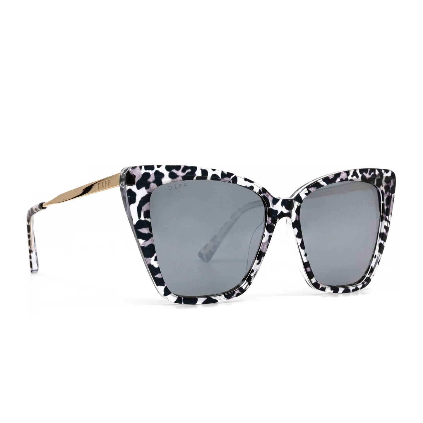 BECKY II - CLEAR LEOPARD + GREY MIRROR SUNGLASSES