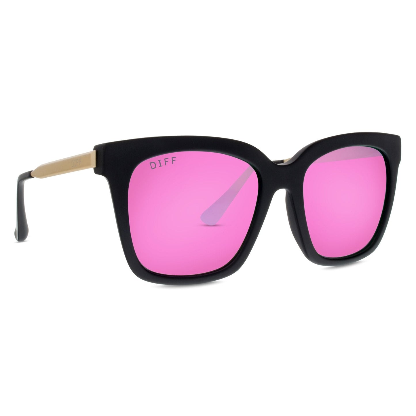 BELLA - MATTE BLACK + PINK MIRROR + POLARIZED SUNGLASSES