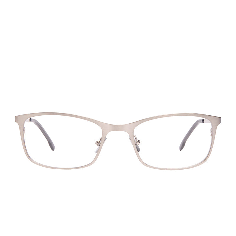 BERNIE - BRUSHED SILVER + PRESCRIPTION GLASSES