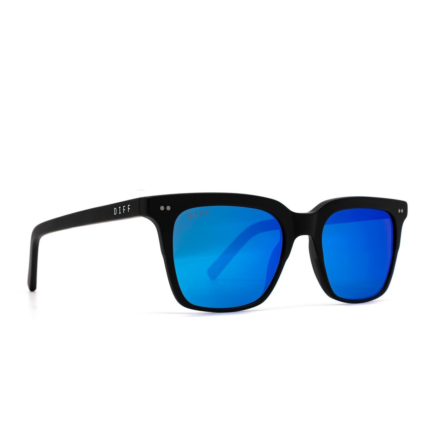 BILLIE - MATTE BLACK + BLUE MIRROR SUNGLASSES