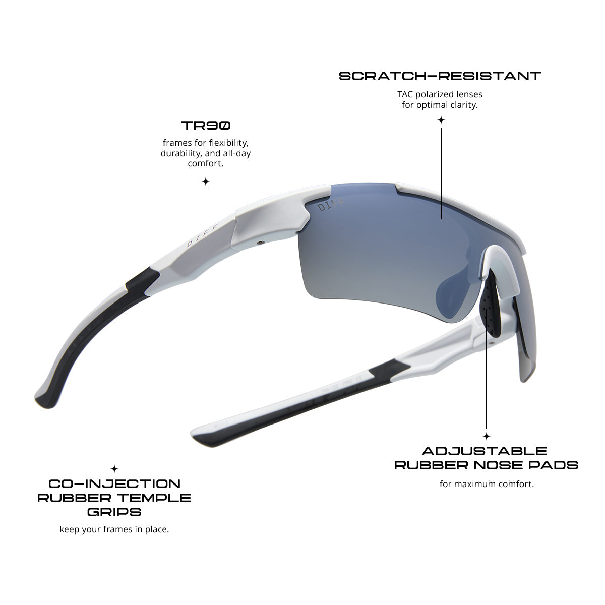 BLITZ - MATTE WHITE + GREY GRADIENT W/ SILVER FLASH + POLARIZED SUNGLASSES