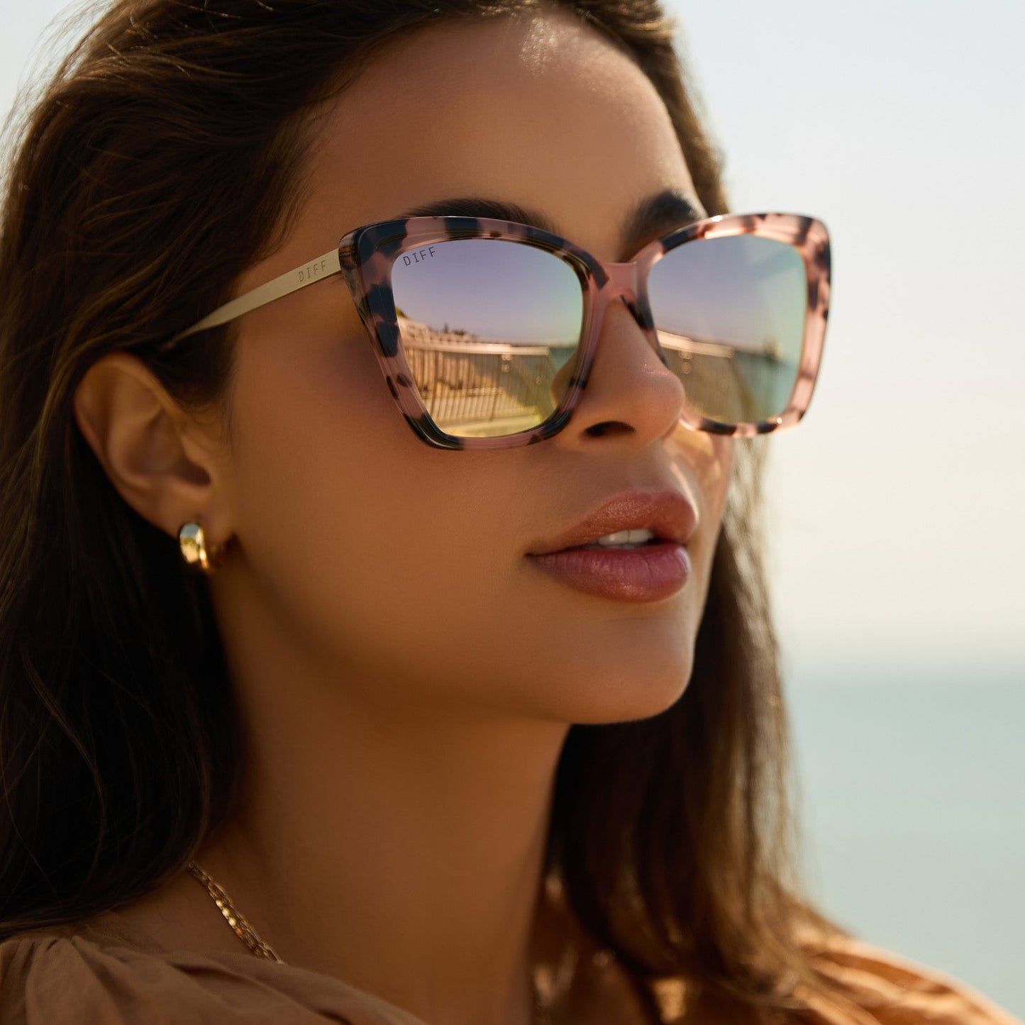 BECKY II - HIMALAYAN TORTOISE + TAUPE MIRROR POLARIZED SUNGLASSES