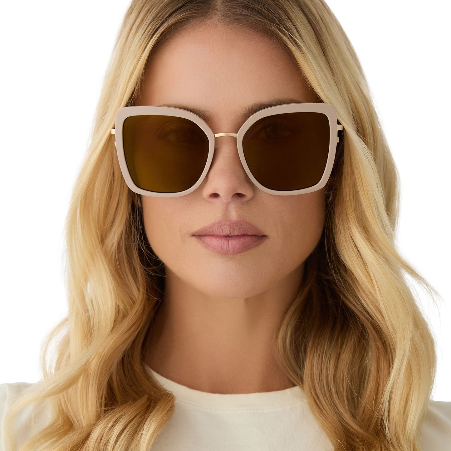 CLARISSE - ALMOND + BROWN GOLD FLASH + POLARIZED SUNGLASSES