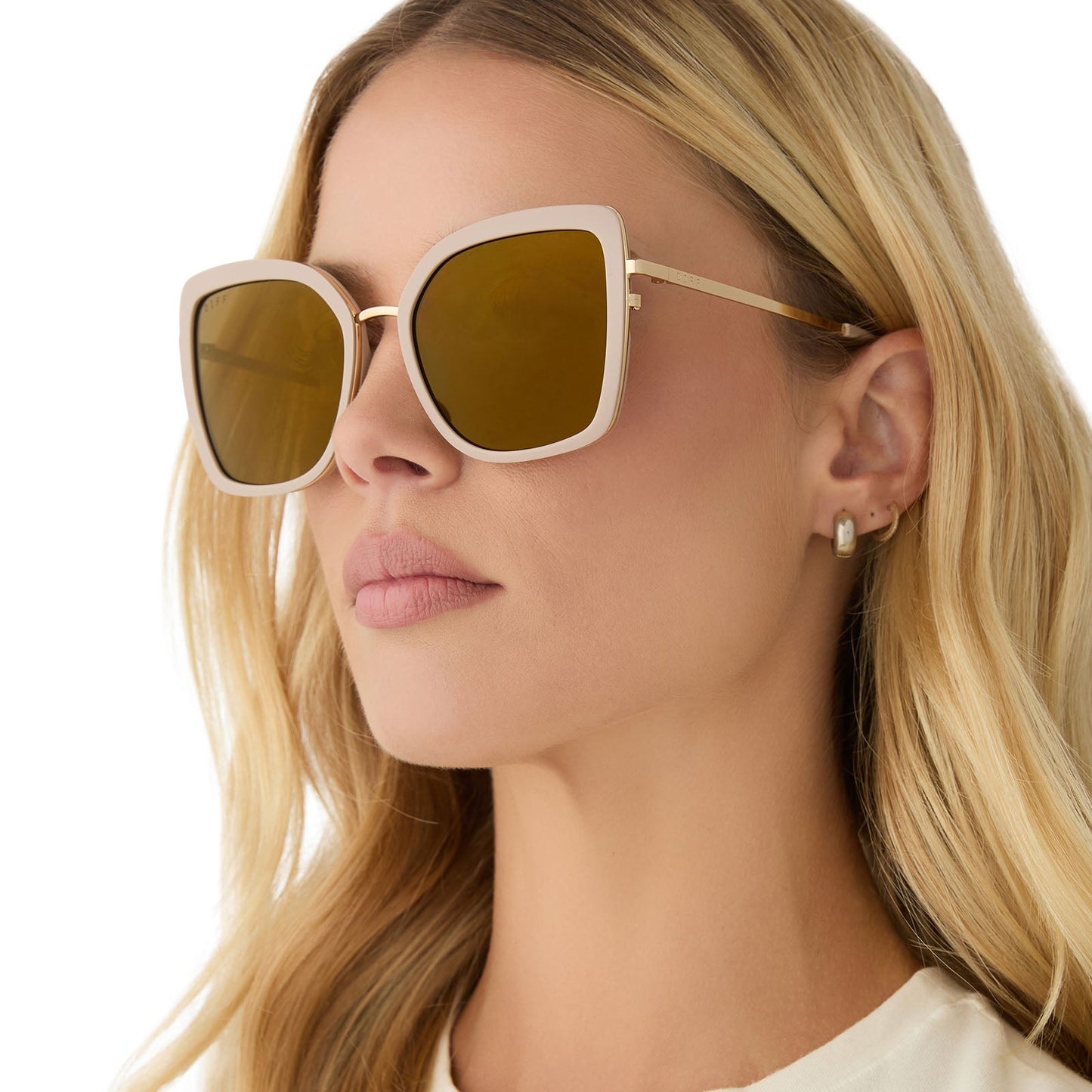 CLARISSE - ALMOND + BROWN GOLD FLASH + POLARIZED SUNGLASSES