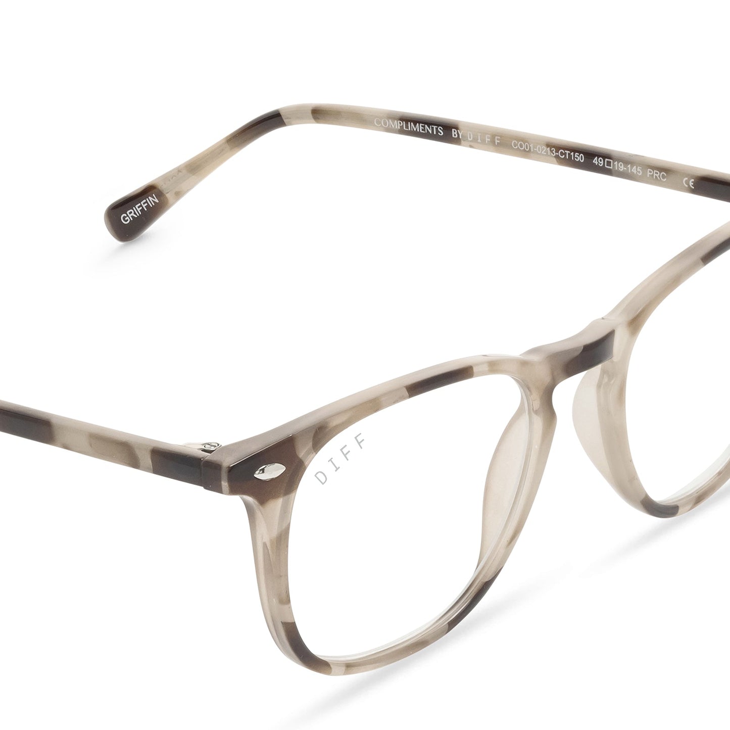 GRIFFIN - CREAM TORTOISE + BLUE LIGHT READERS