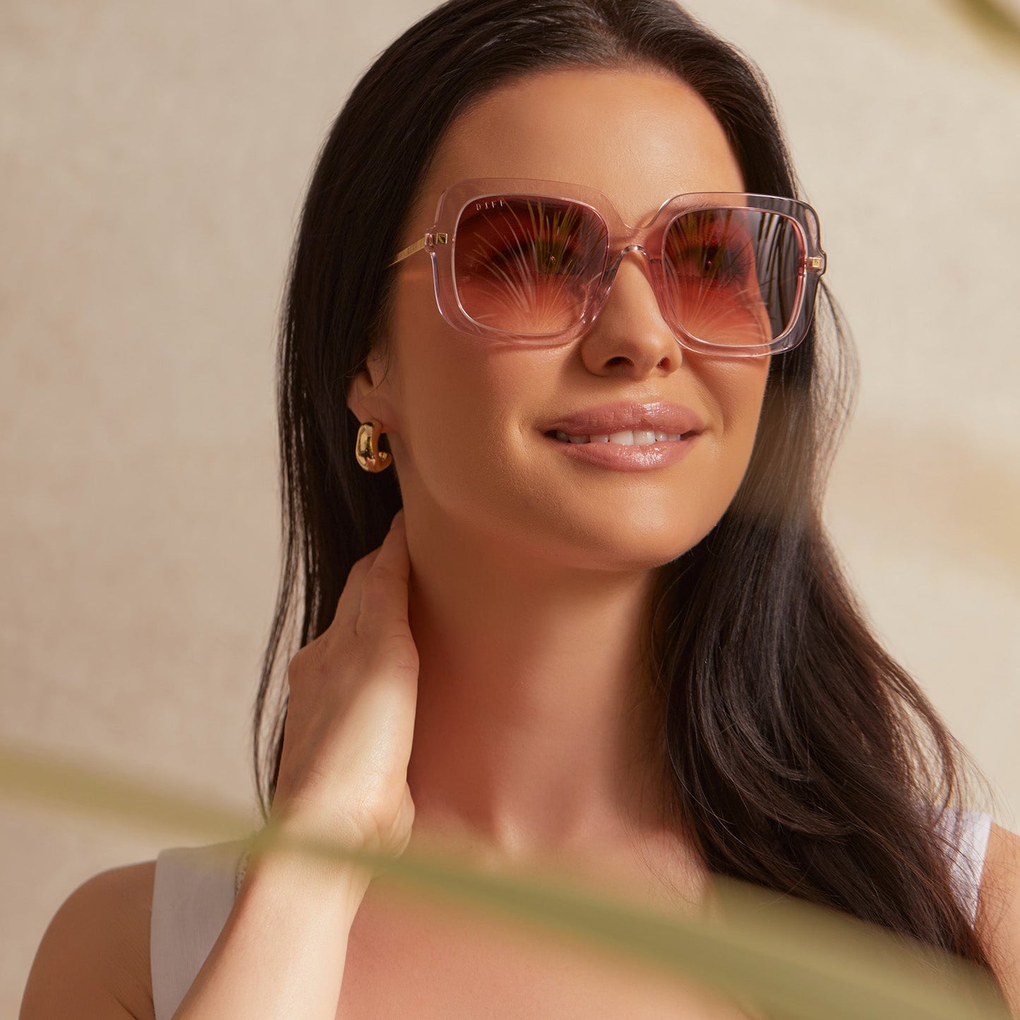 SANDRA - LIGHT PINK CRYSTAL + DUSK GRADIENT SUNGLASSES