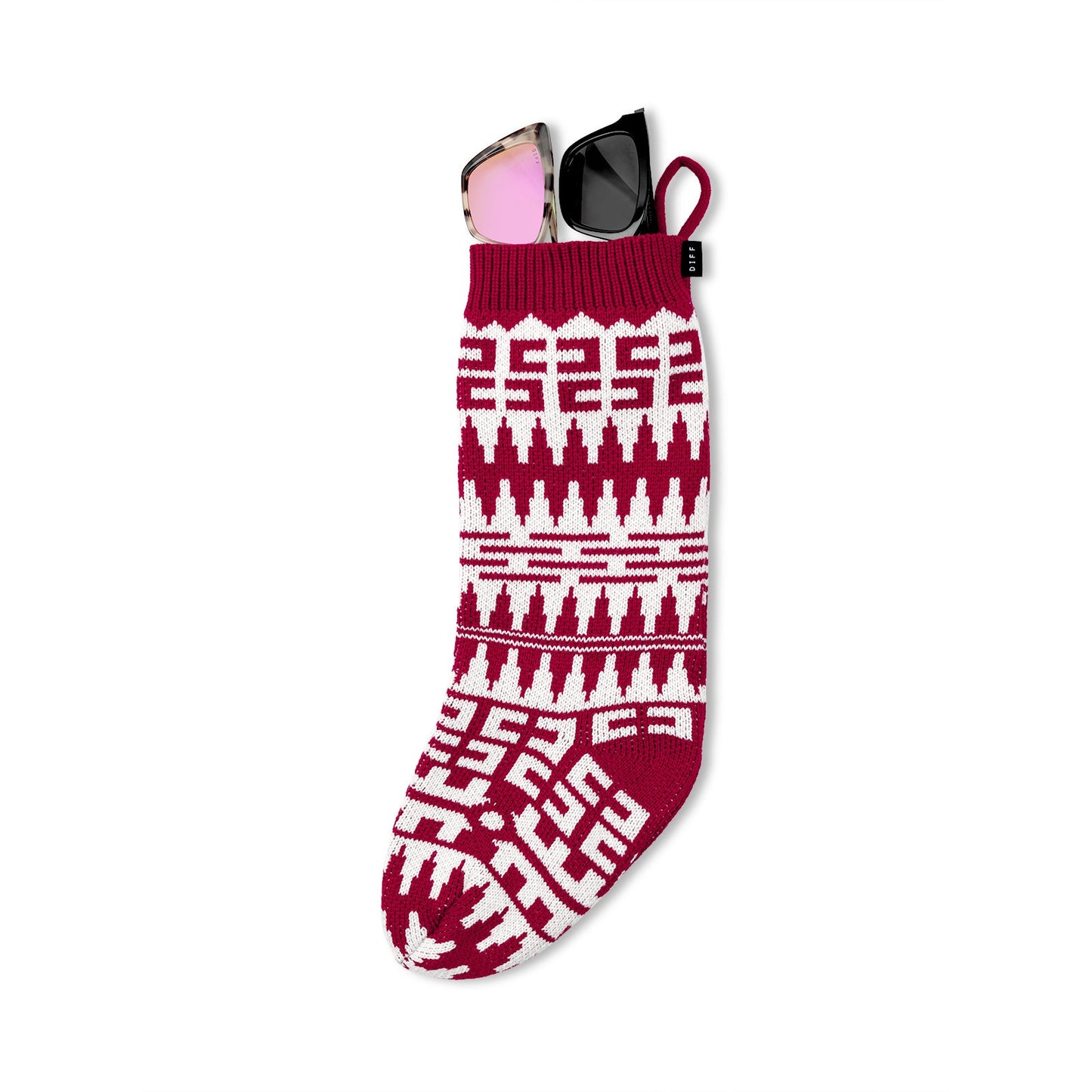 HOLIDAY STOCKING CHEVRON -  RED + WHITE