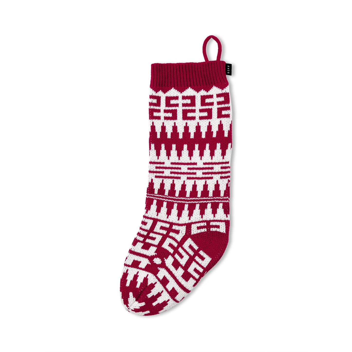 HOLIDAY STOCKING CHEVRON -  RED + WHITE