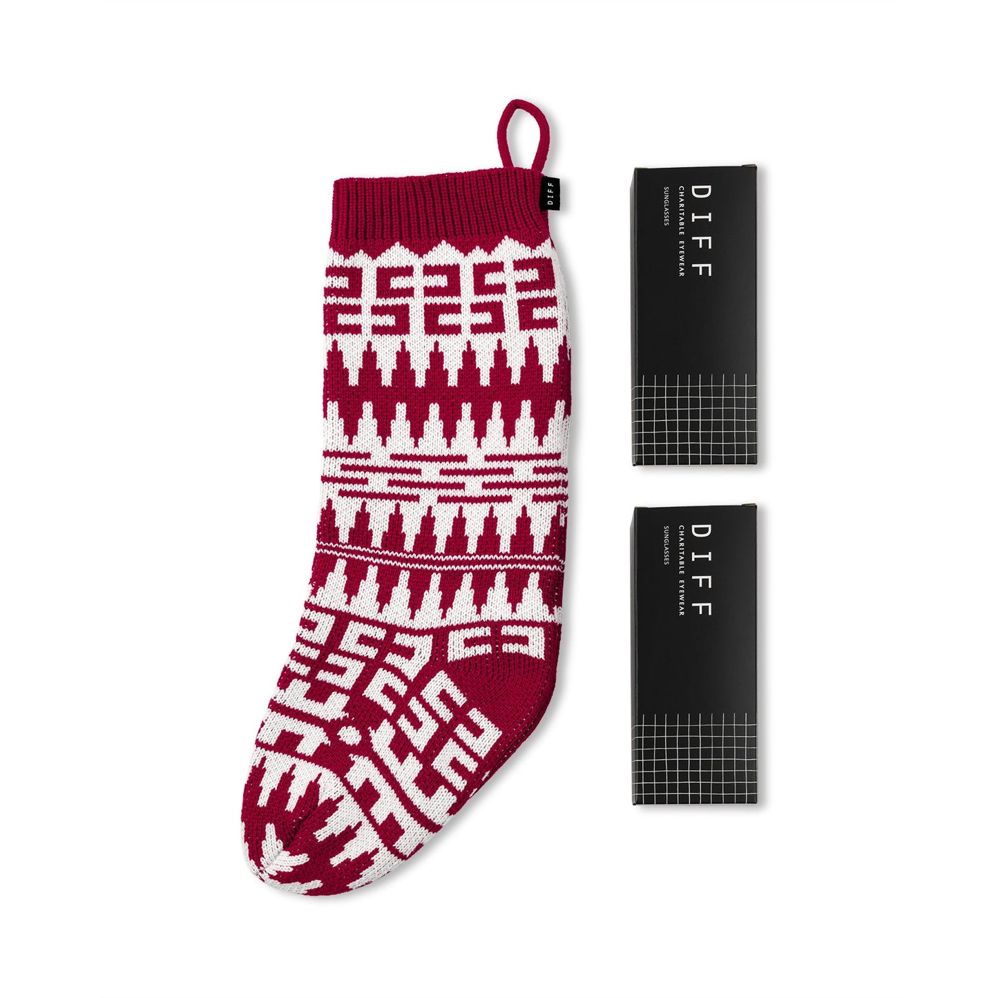 HOLIDAY STOCKING CHEVRON -  RED + WHITE