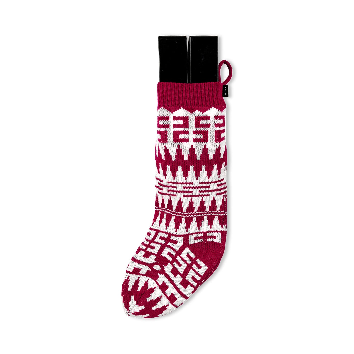 HOLIDAY STOCKING CHEVRON -  RED + WHITE