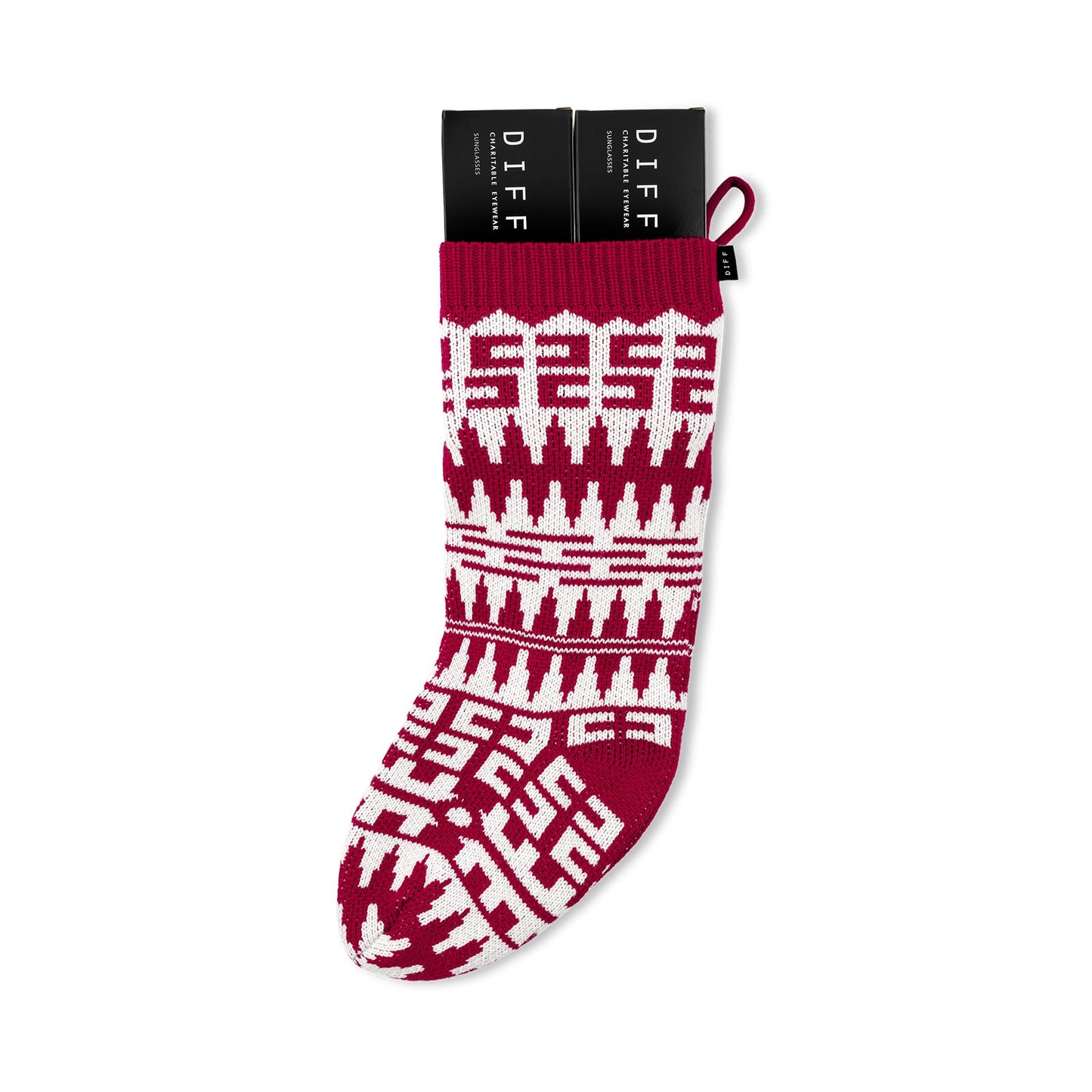 HOLIDAY STOCKING CHEVRON -  RED + WHITE