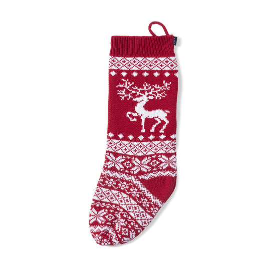 HOLIDAY STOCKING REINDEER -  RED + WHITE