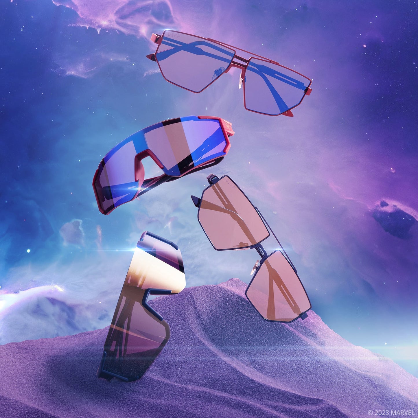 TEAM SUIT - CELESTIAL BLUE/RED + GALACTIC GOLD MIRROR + POLARIZED SUNGLASSES