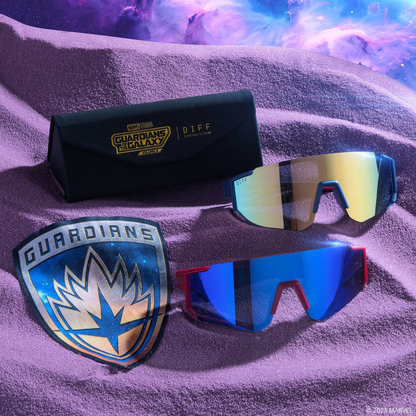 TEAM SUIT - CELESTIAL BLUE/RED + GALACTIC GOLD MIRROR + POLARIZED SUNGLASSES