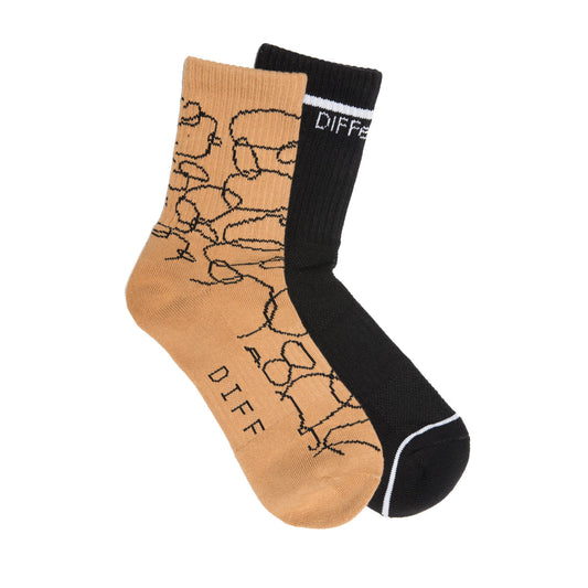 CREW SOCK DUO -  ABSTRACT CIRCLES + BLACK