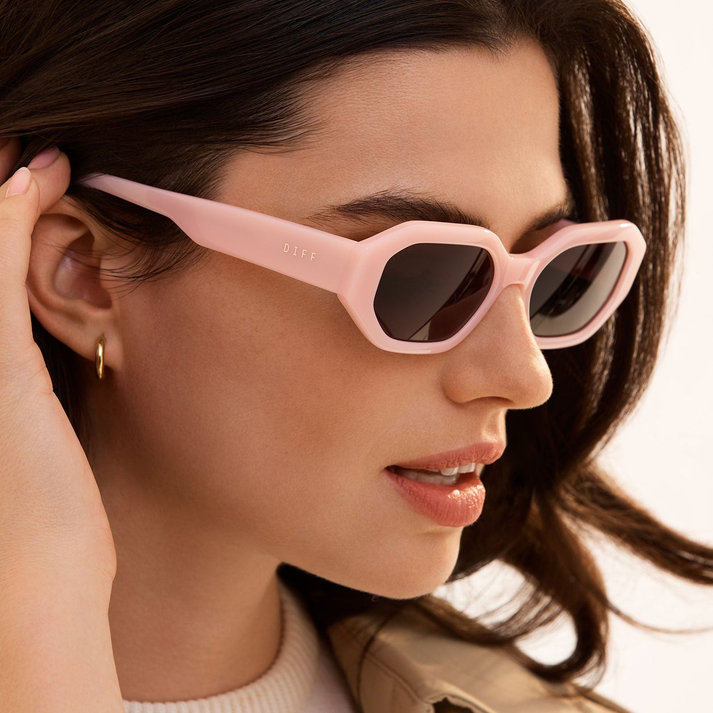 ALLEGRA - PINK VELVET + GREY + POLARIZED SUNGLASSES