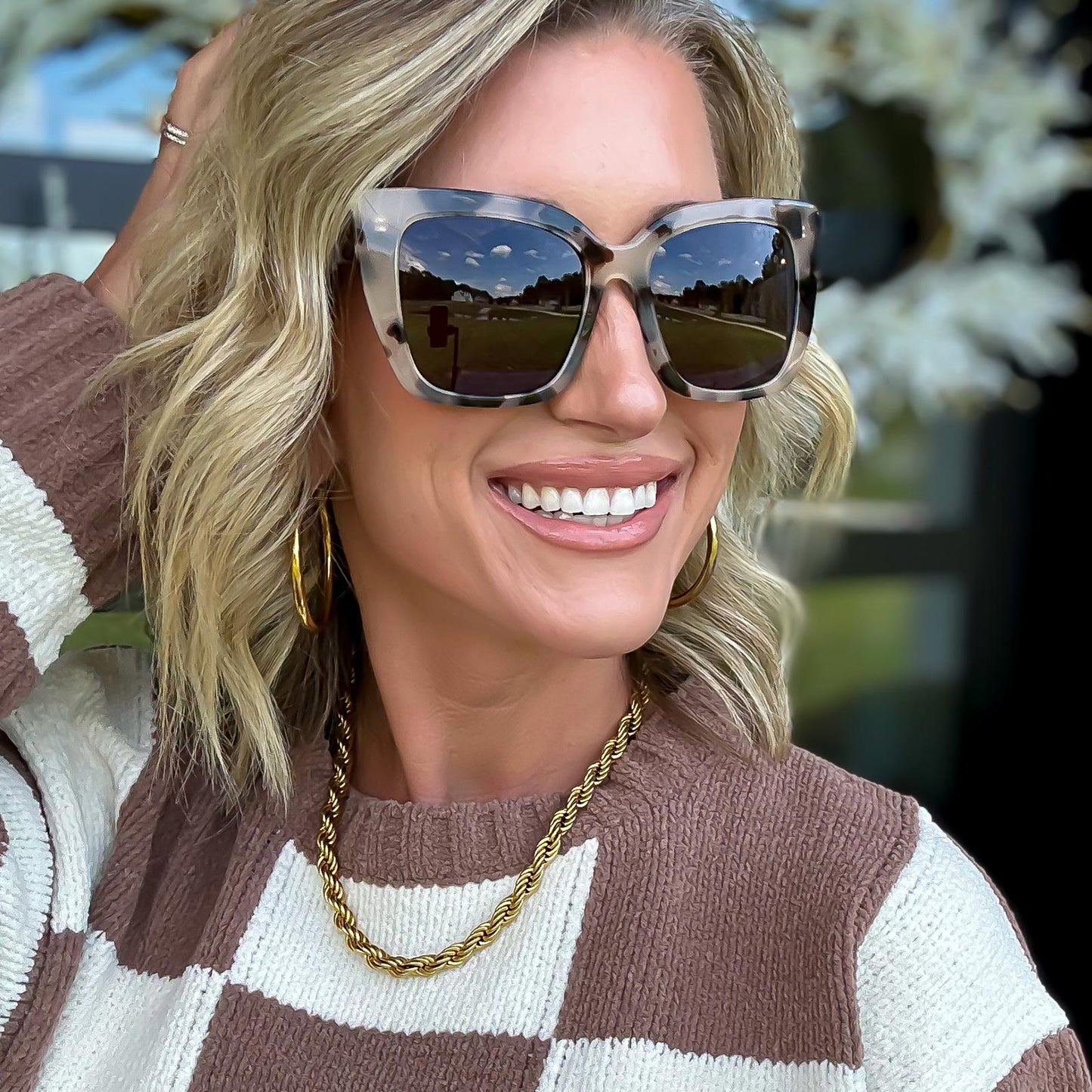 BECKY II - CREAM TORTOISE + GREY POLARIZED SUNGLASSES