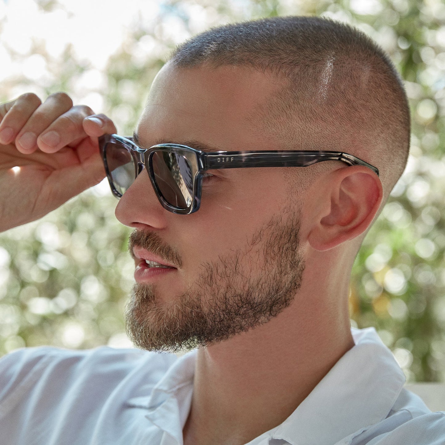 DEAN - BLACK MARBLE + GREY POLARIZED SUNGLASSES