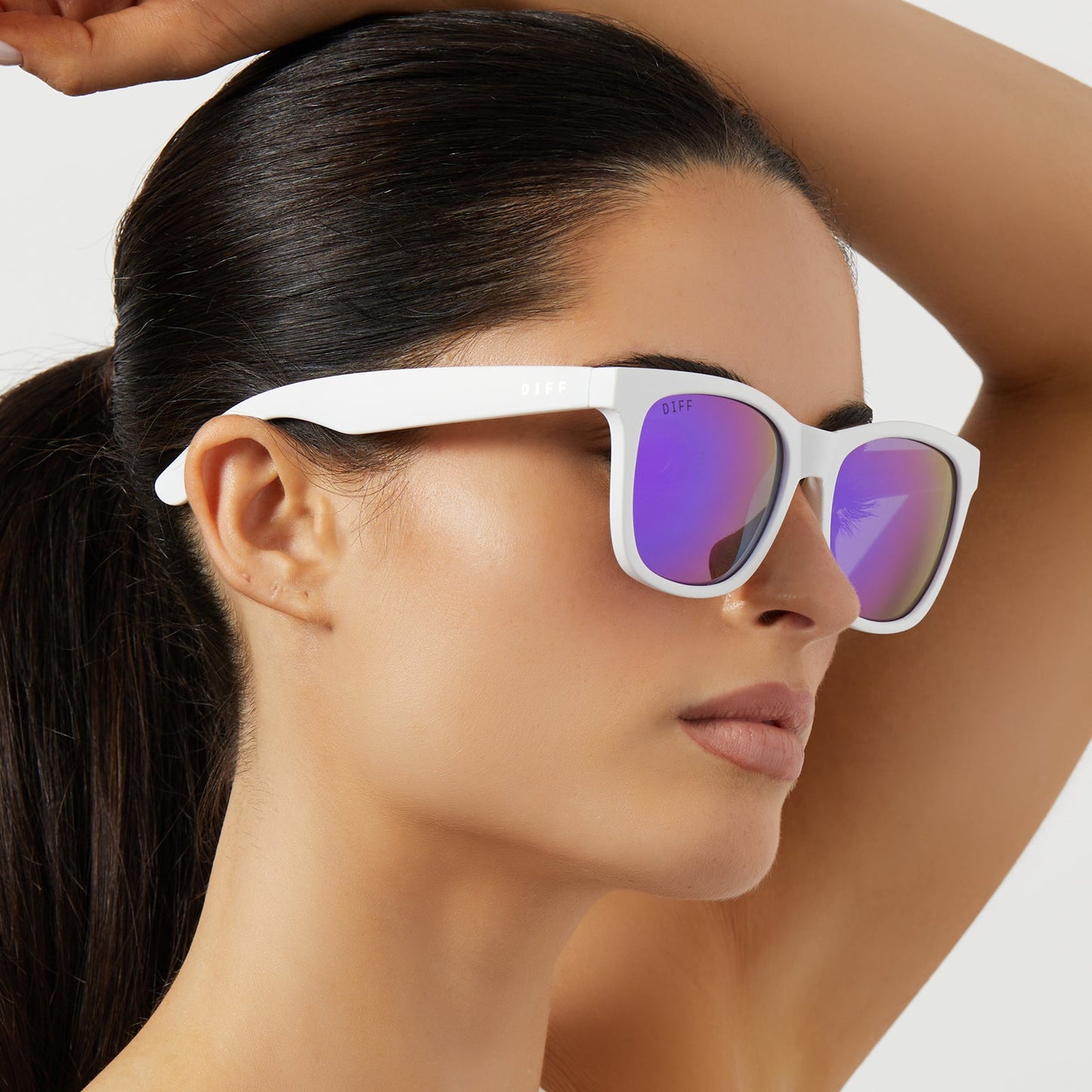 STORM - MATTE WHITE + PURPLE MIRROR + POLARIZED SUNGLASSES