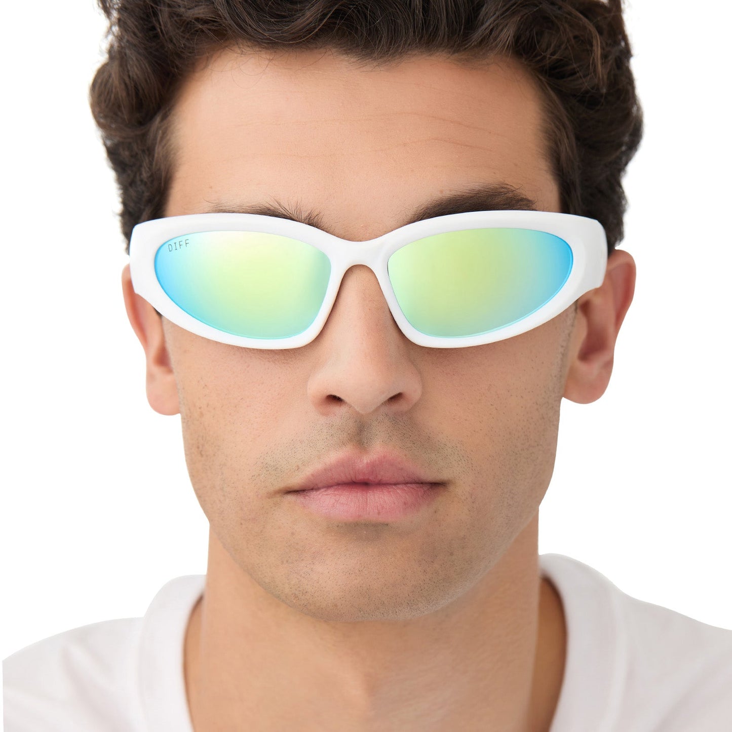 SIDE OUT - MATTE WHITE + TURQUOISE ICE MIRROR + POLARIZED SUNGLASSES