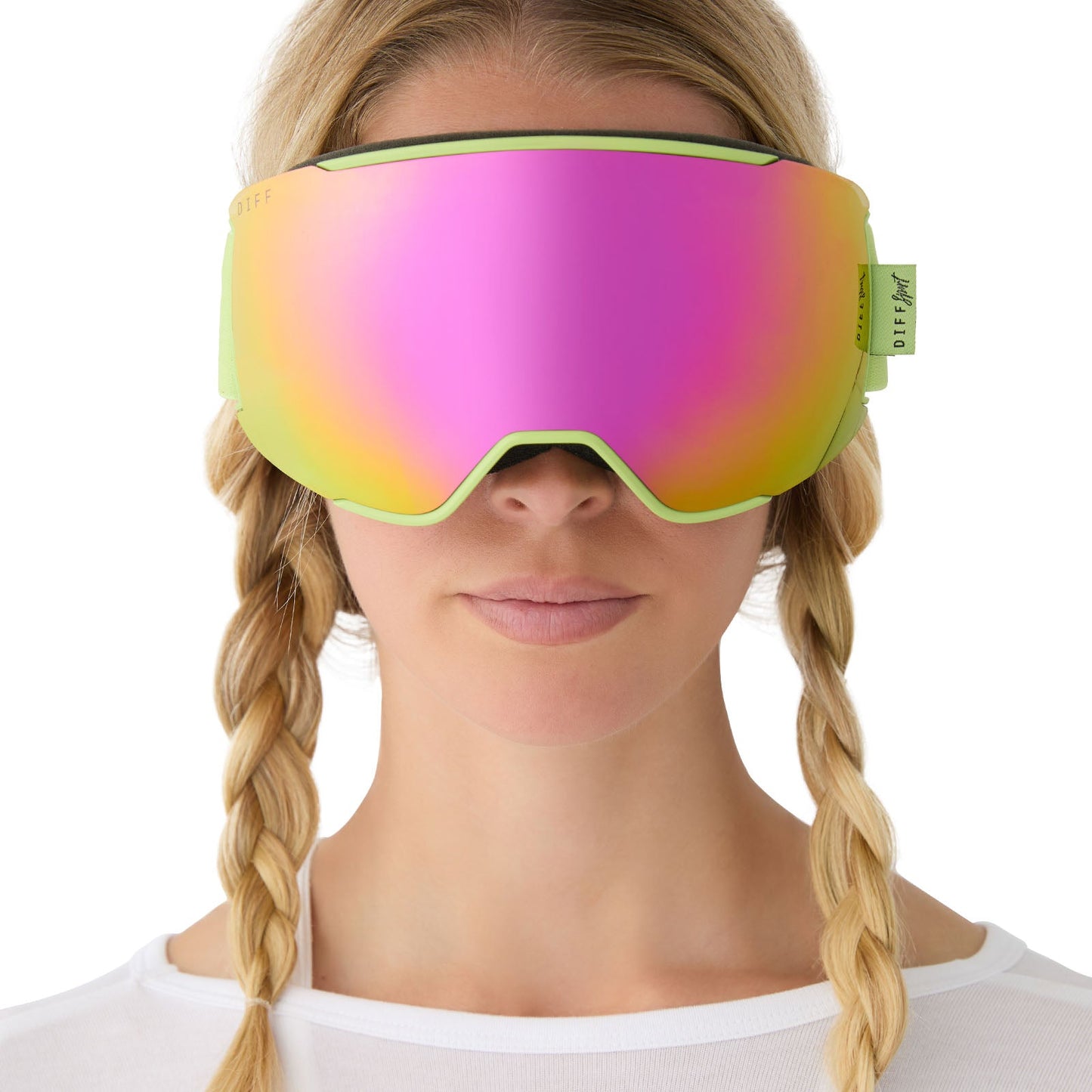 SNOW GOGGLES - ALPINE + LIME GREEN + HOT PINK MIRROR + POLARIZED GOGGLES & FREE GLACIER GREY LENS