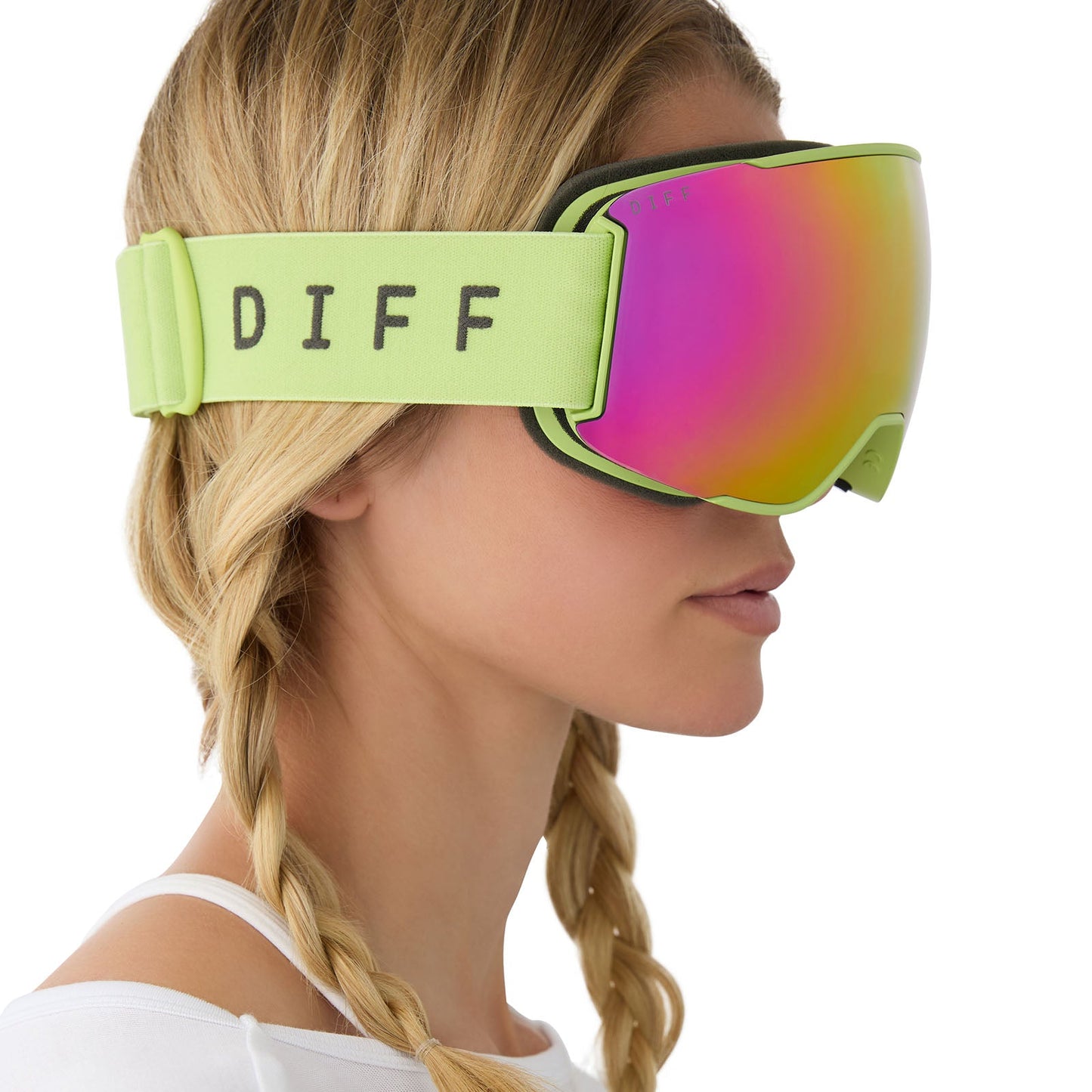 SNOW GOGGLES - ALPINE + LIME GREEN + HOT PINK MIRROR + POLARIZED GOGGLES & FREE GLACIER GREY LENS