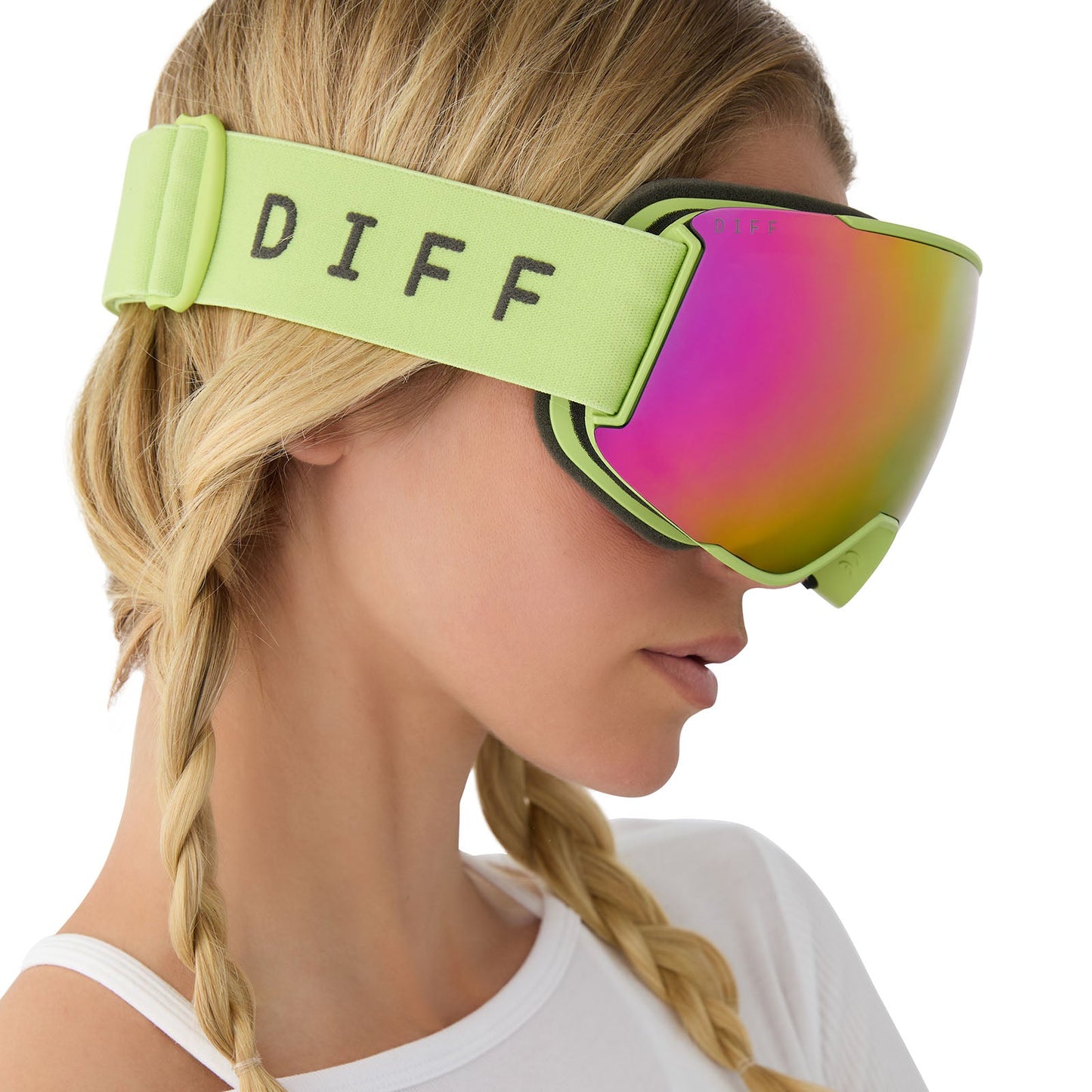 SNOW GOGGLES - ALPINE + LIME GREEN + HOT PINK MIRROR + POLARIZED GOGGLES & FREE GLACIER GREY LENS