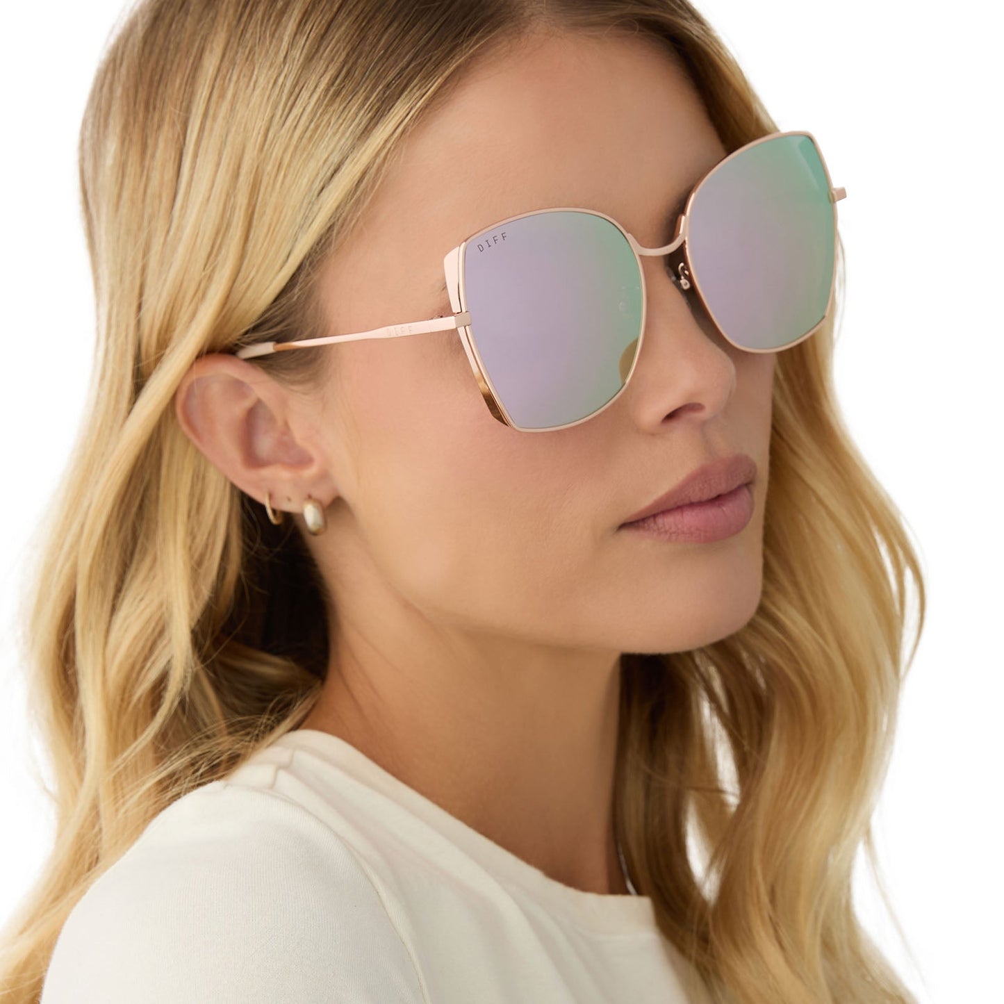 DONNA - CHAMPAGNE + CHERRY BLOSSOM MIRROR + POLARIZED SUNGLASSES