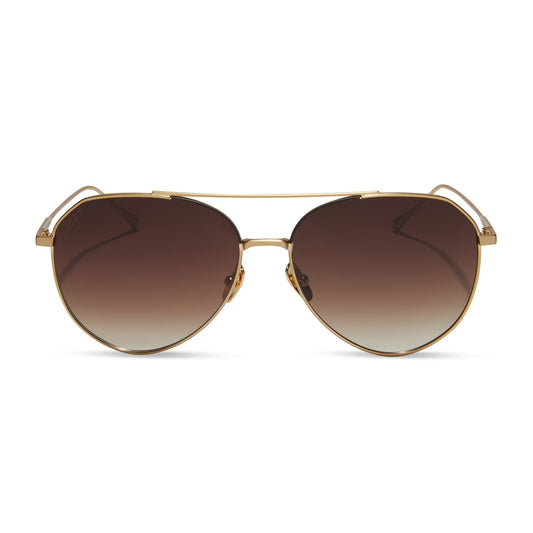 DASH - BRUSHED GOLD + COFFEE GRADIENT SUNGLASSES