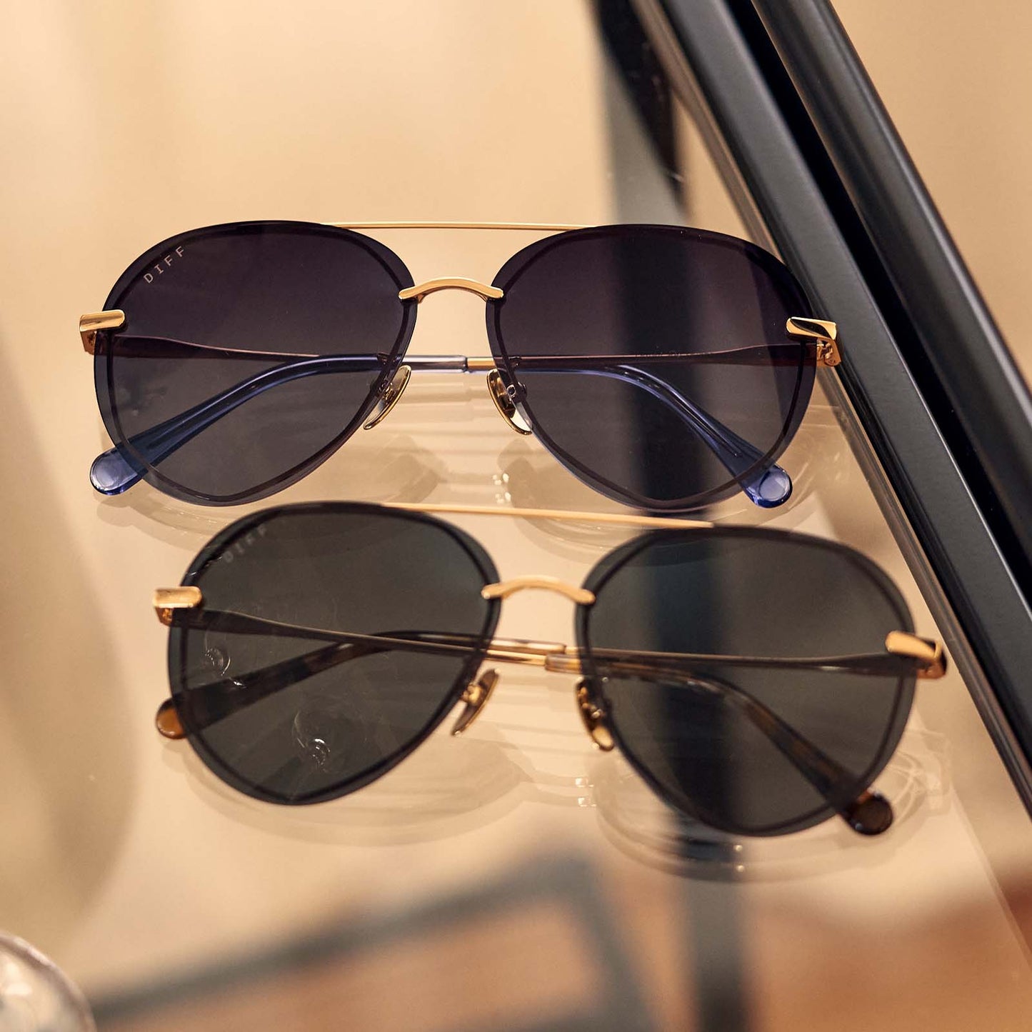 LENOX - GOLD + BLUE GRADIENT + POLARIZED SUNGLASSES