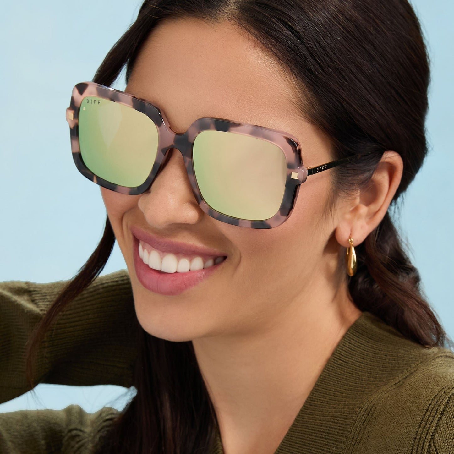 SANDRA - HIMALAYAN TORTOISE + TAUPE MIRROR SUNGLASSES