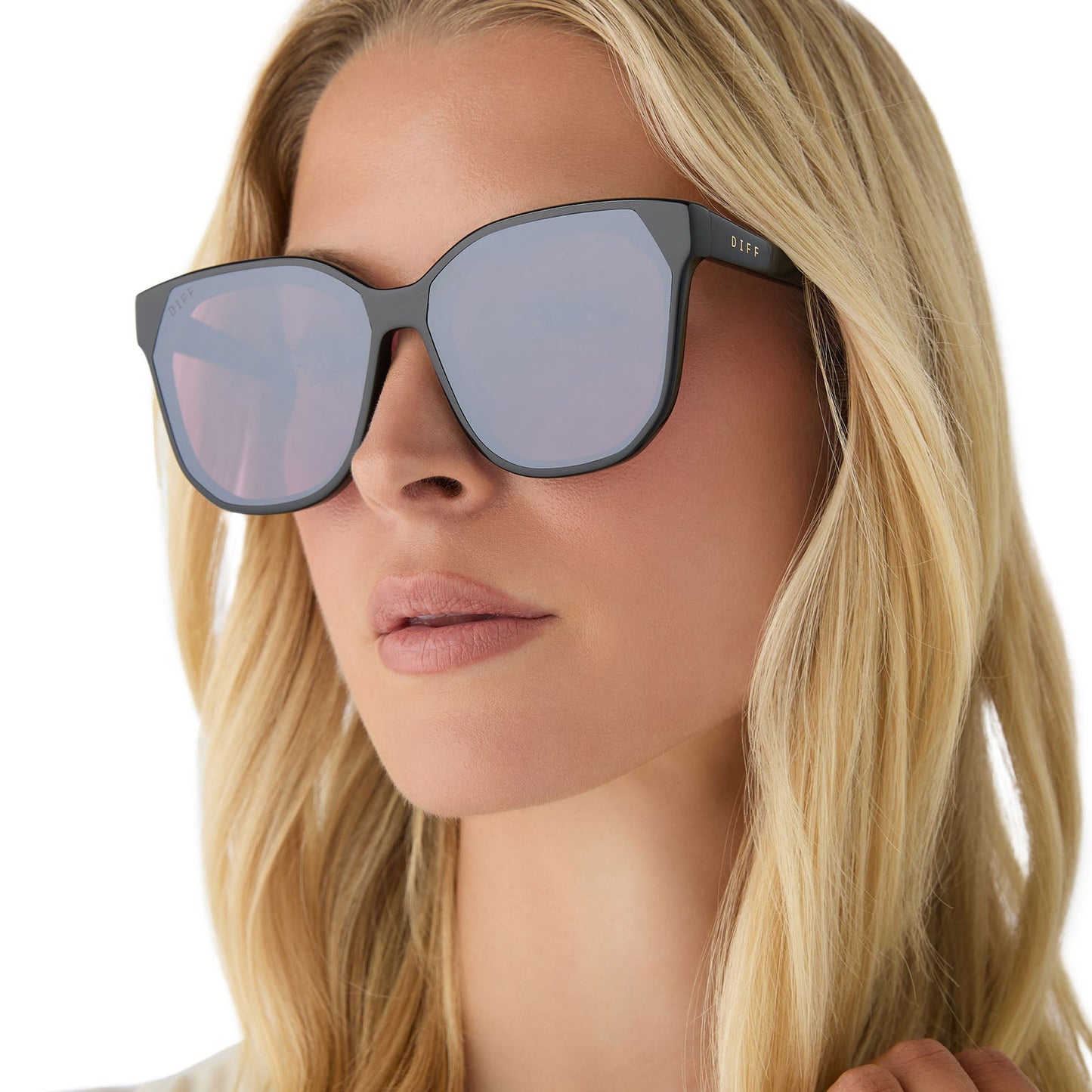 GIA - BLACK + AUBERGINE W SILVER FLASH SUNGLASSES