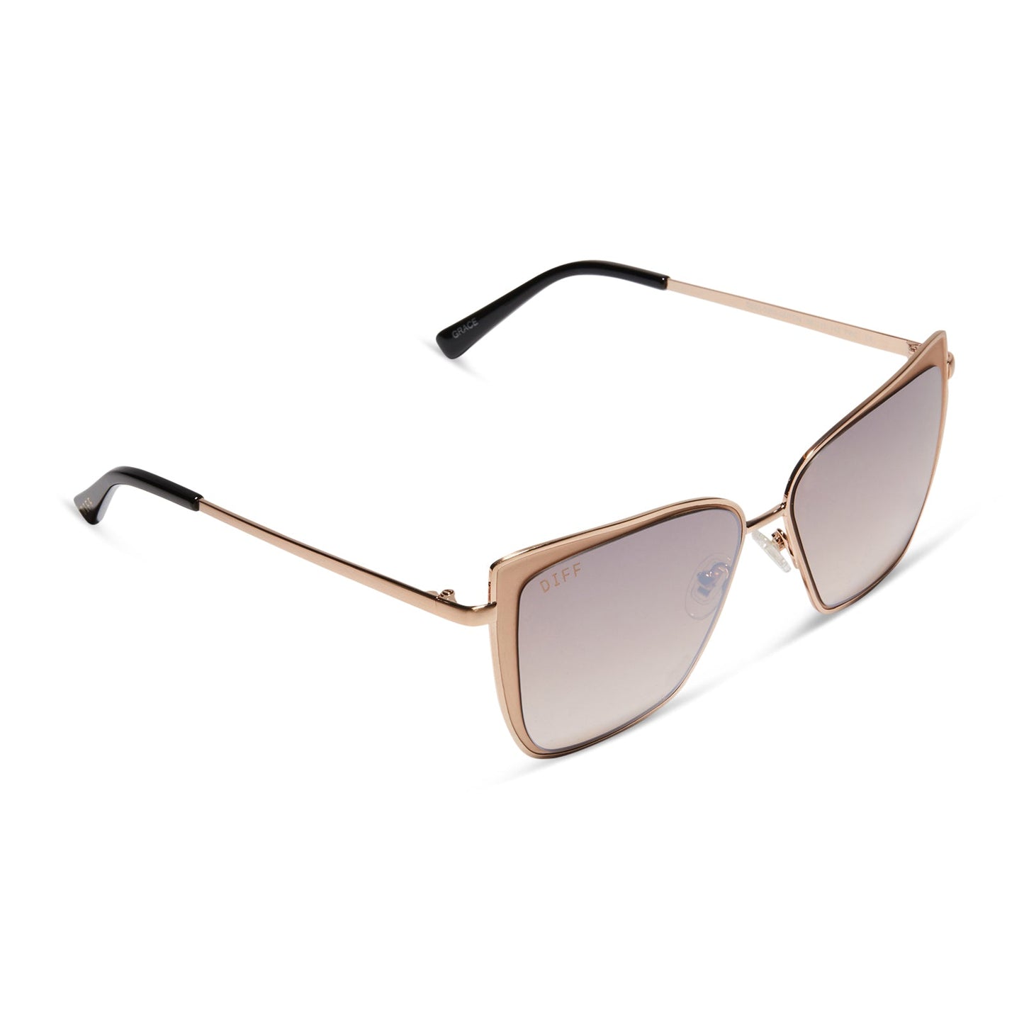 GRACE - GOLD + TAUPE ROSE MIRROR SUNGLASSES