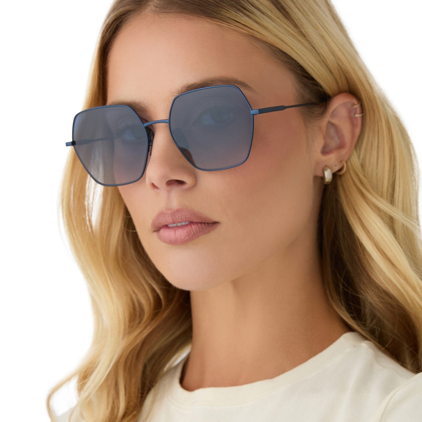 HARLOWE - DEEP NAVY METAL + AEGEAN BLUE FLASH SUNGLASSES