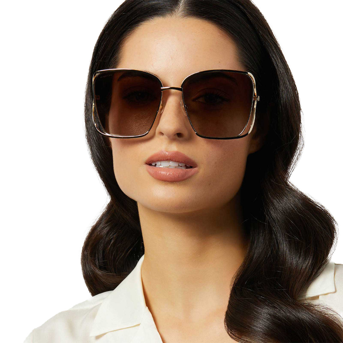 FRANCESCA - GOLD WITH DARK TORTOISE + BROWN GRADIENT POLARIZED SUNGLASSES