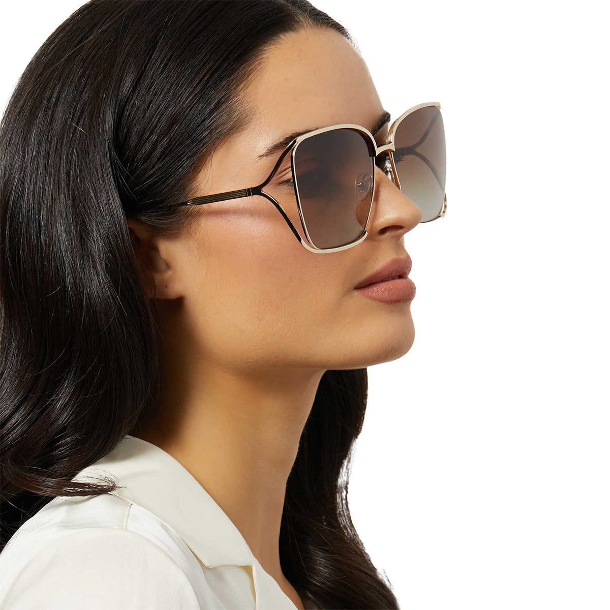 FRANCESCA - GOLD WITH DARK TORTOISE + BROWN GRADIENT POLARIZED SUNGLASSES