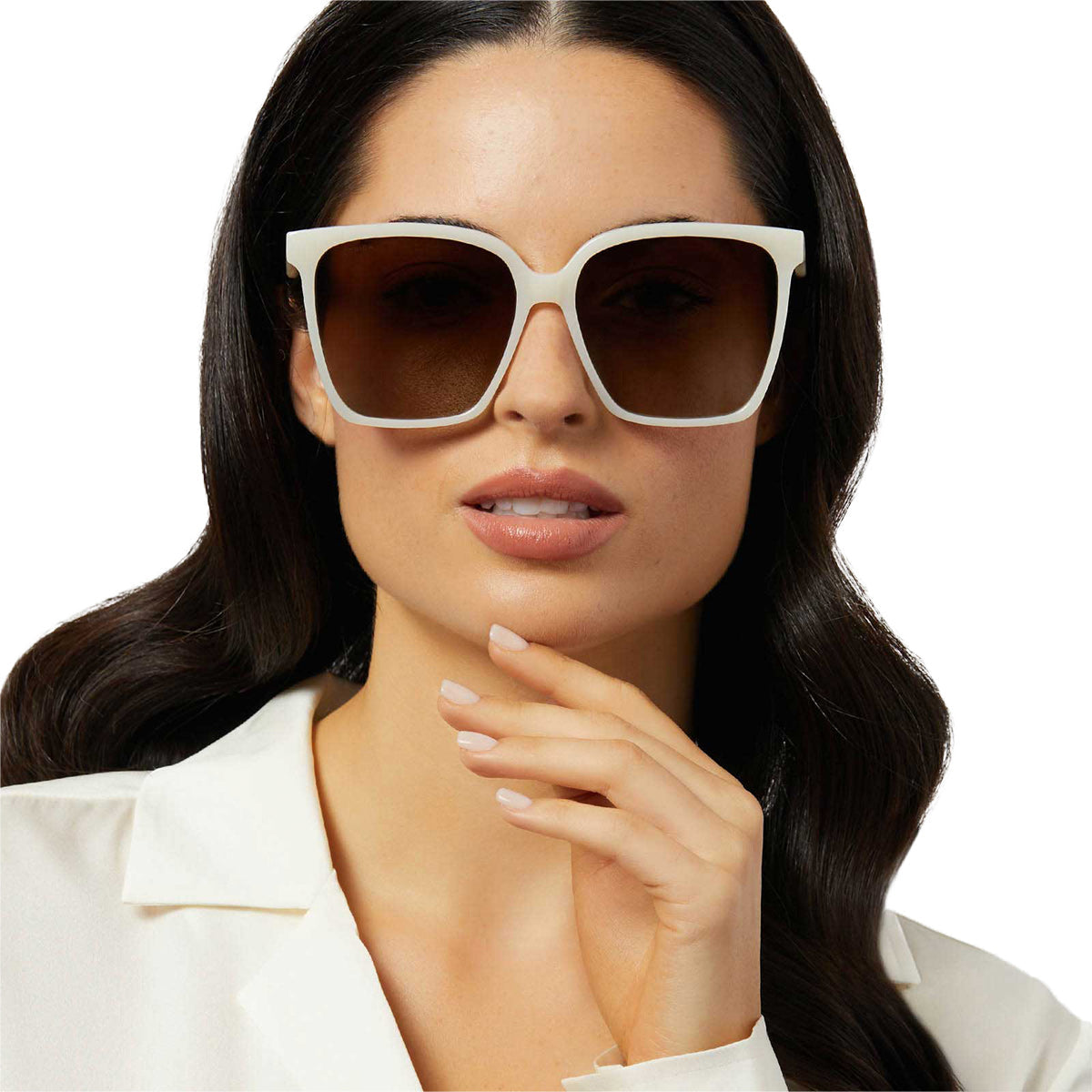 NAOMI - MERINGUE + BROWN GRADIENT + POLARIZED SUNGLASSES