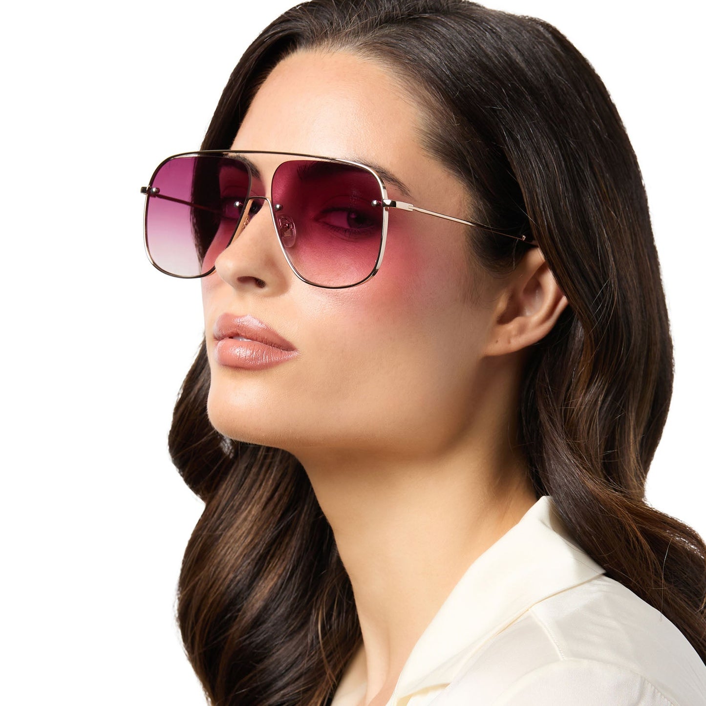 CYNTHIA - GOLD W BORDEAUX TEMPLE TIPS + WINE GRADIENT + POLARIZED SUNGLASSES