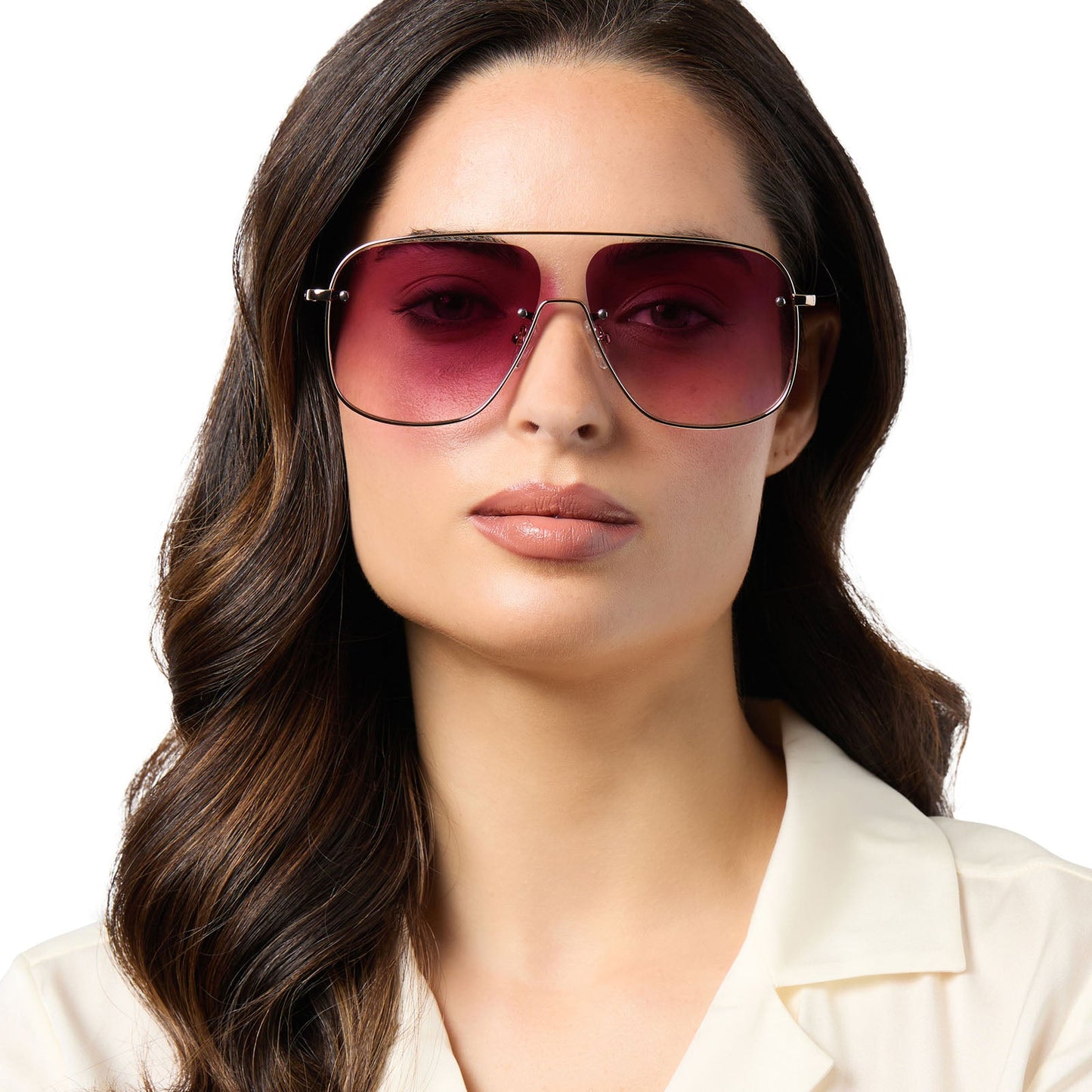 CYNTHIA - GOLD W BORDEAUX TEMPLE TIPS + WINE GRADIENT + POLARIZED SUNGLASSES