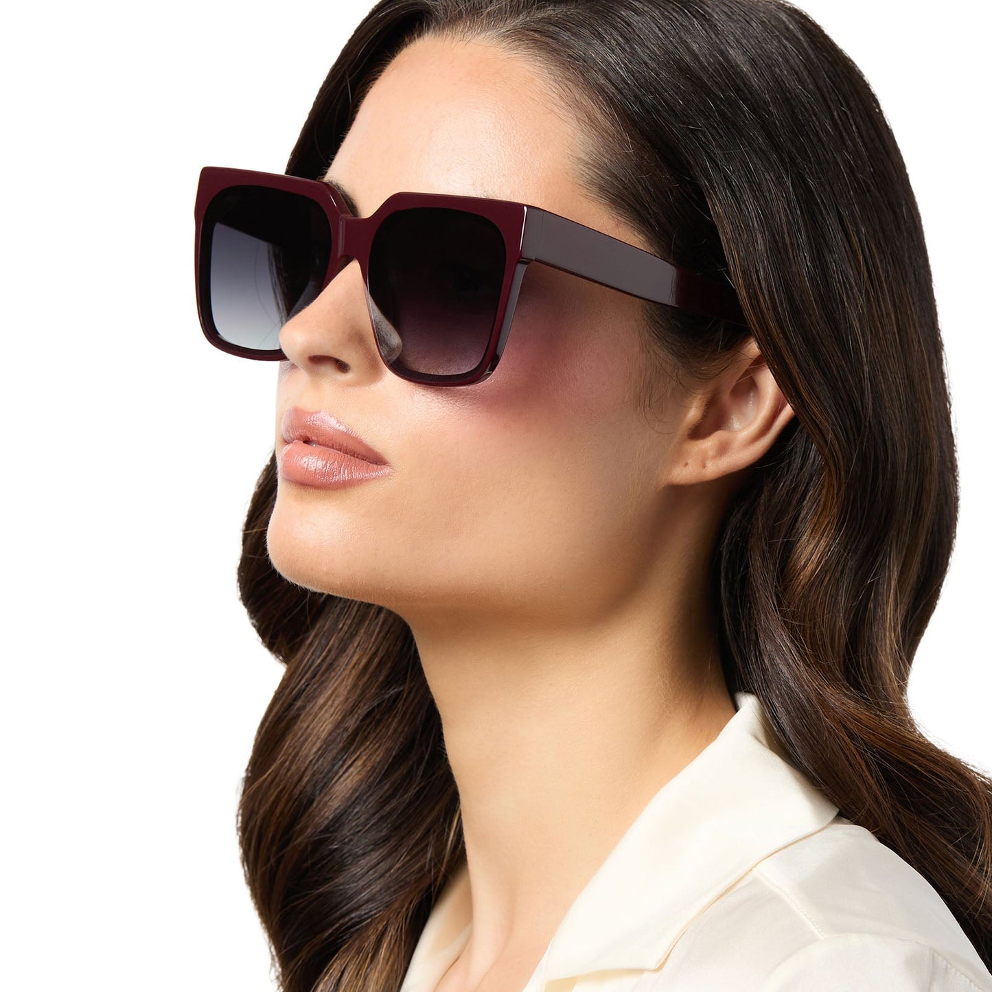 THEA - BORDEAUX + GREY GRADIENT SUNGLASSES