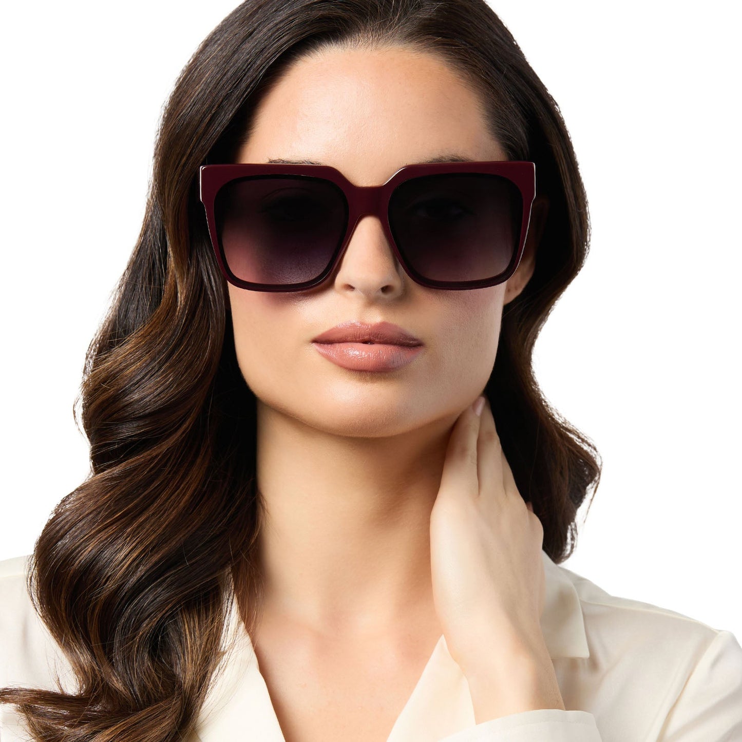 THEA - BORDEAUX + GREY GRADIENT SUNGLASSES