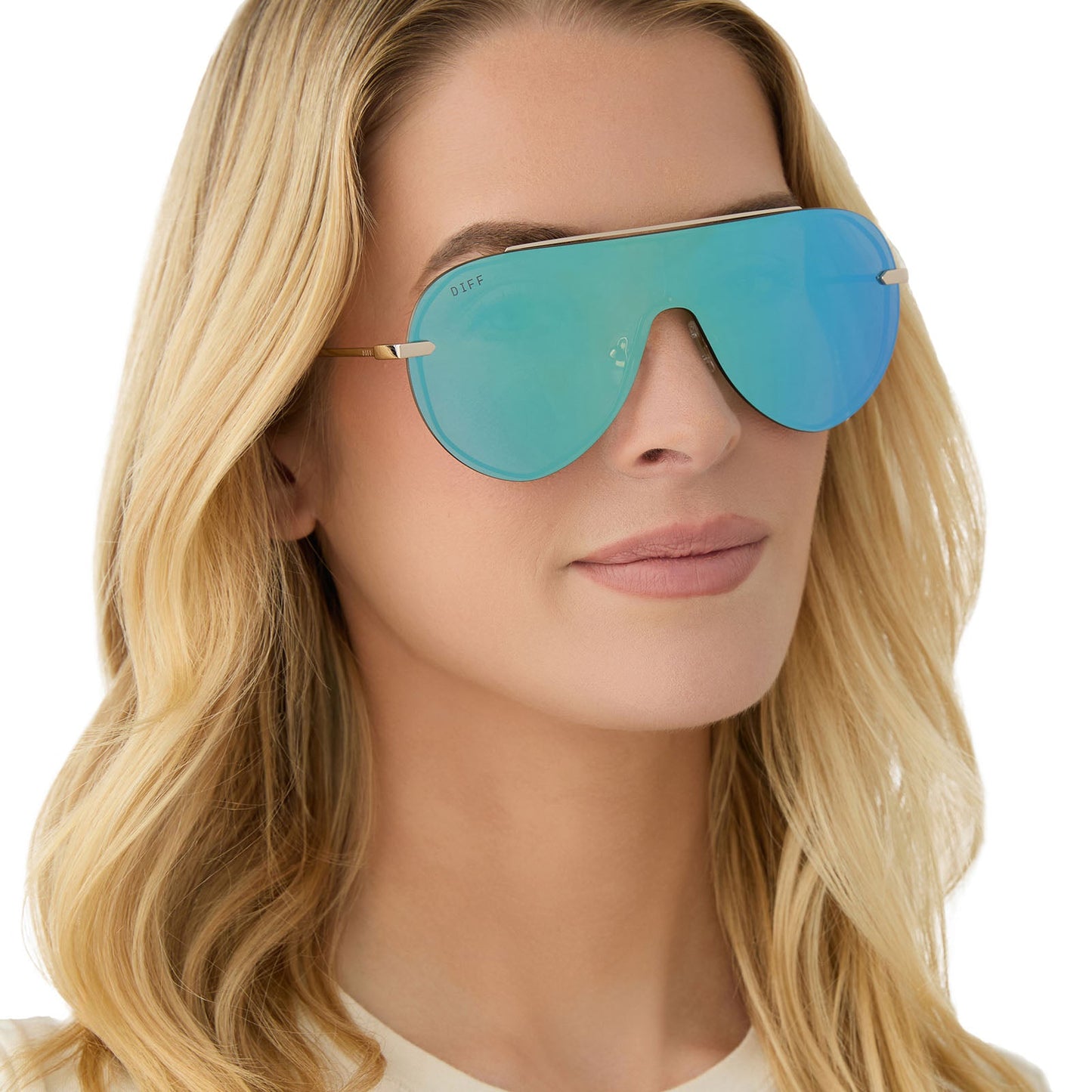 IMANI - GOLD + AQUATIC AWE MIRROR SUNGLASSES