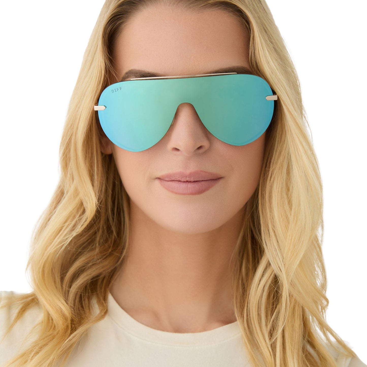 IMANI - GOLD + AQUATIC AWE MIRROR SUNGLASSES